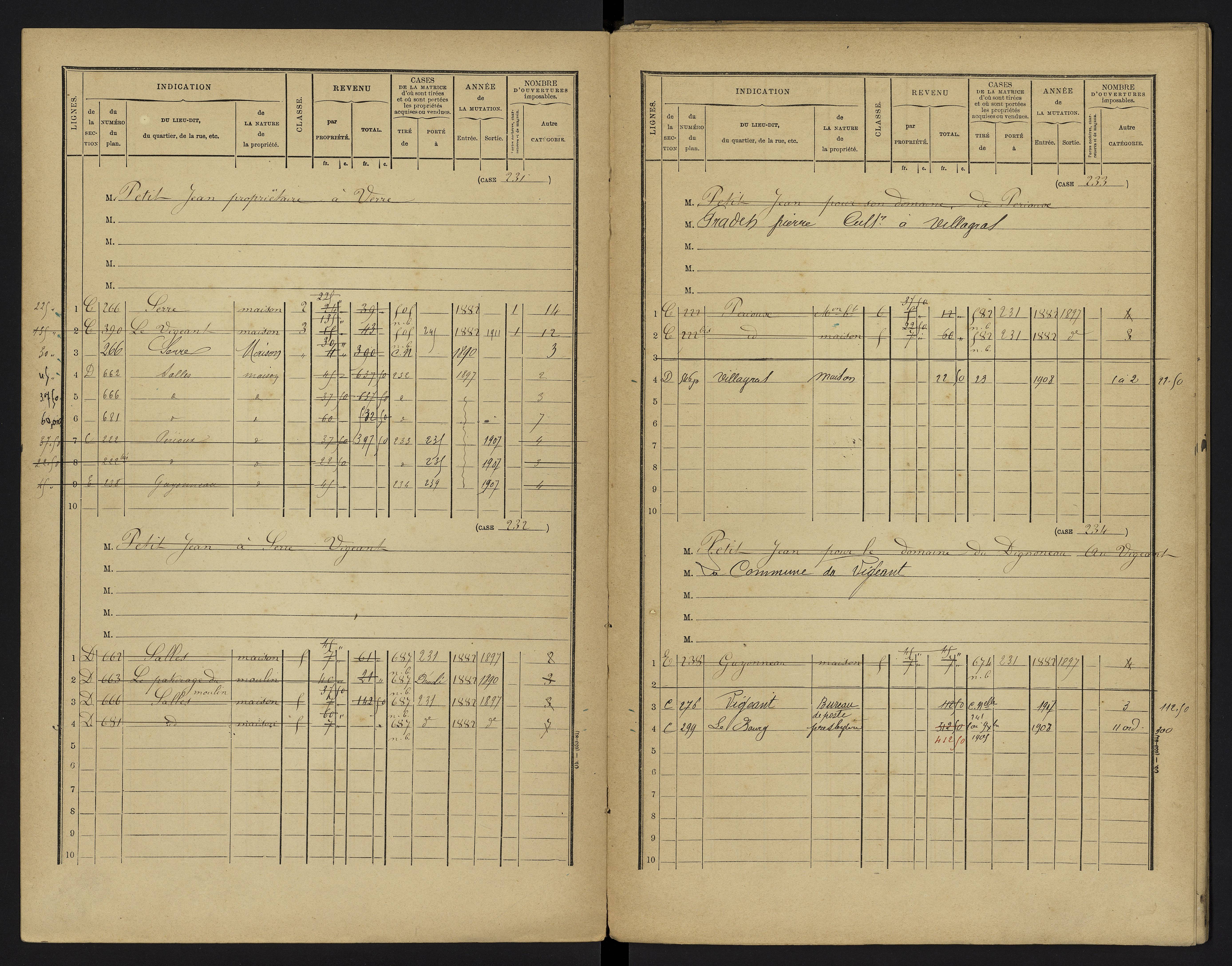 Le Vigeant - FRAD086_cadastre Cases 1-359. 