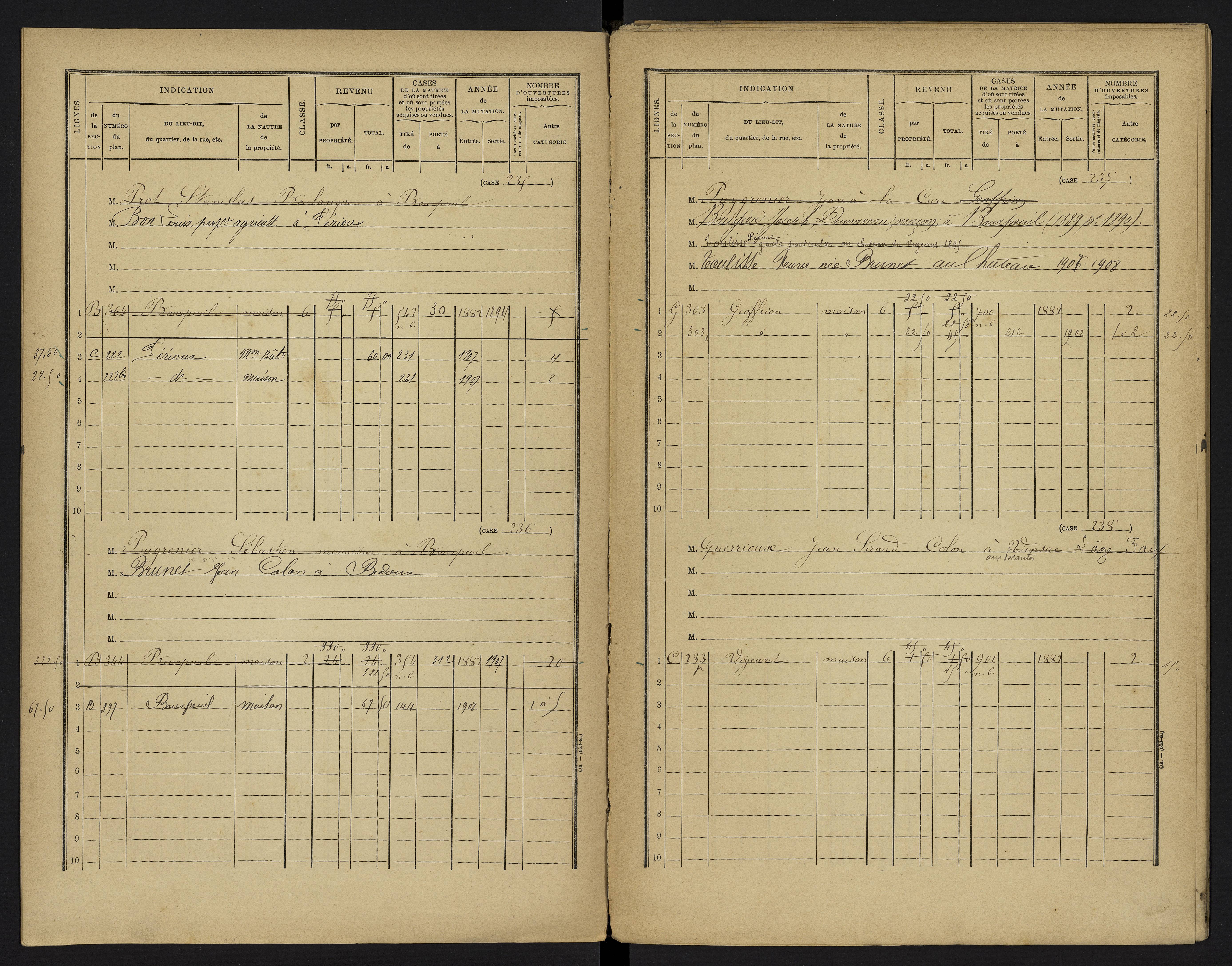 Le Vigeant - FRAD086_cadastre Cases 1-359. 