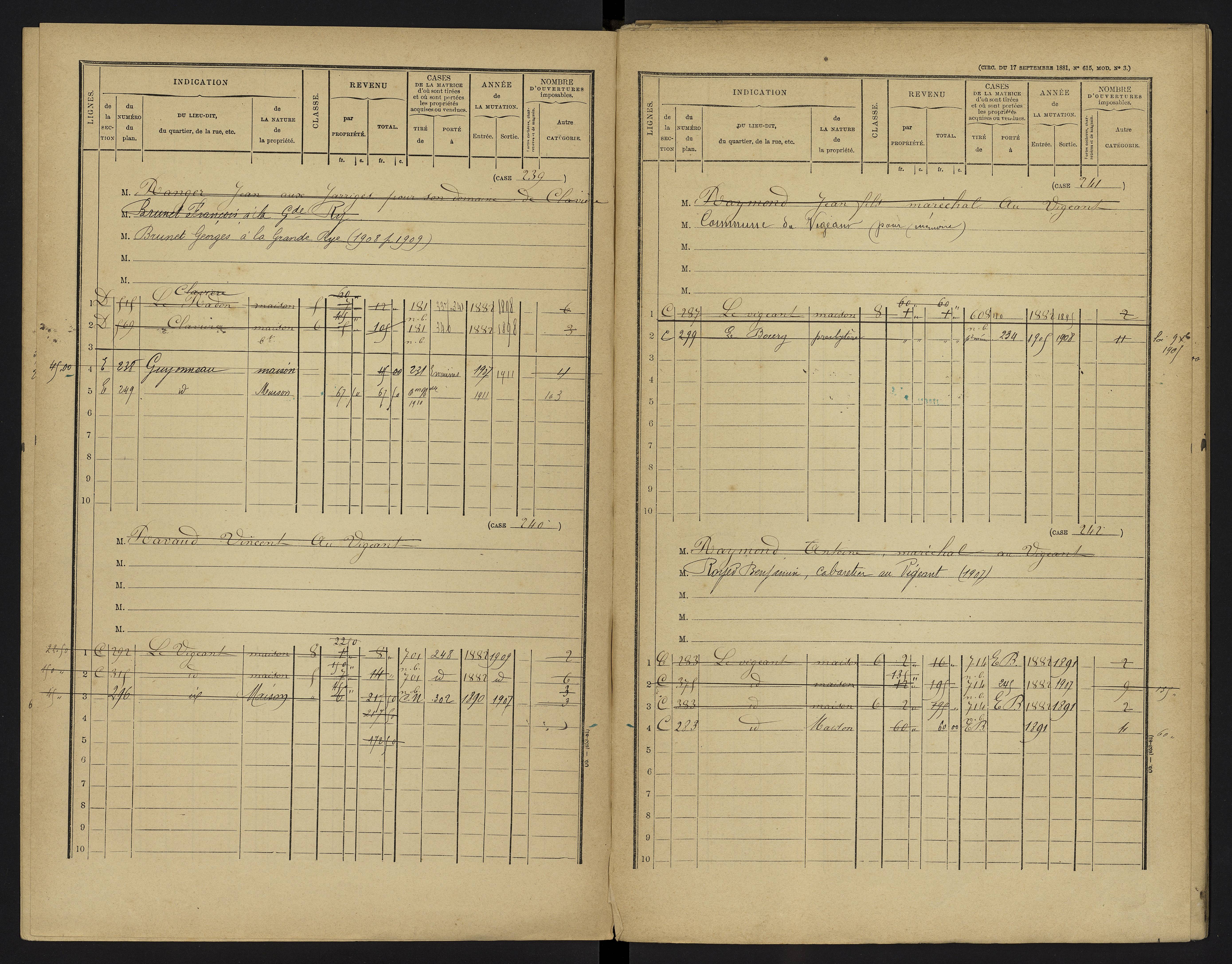 Le Vigeant - FRAD086_cadastre Cases 1-359. 