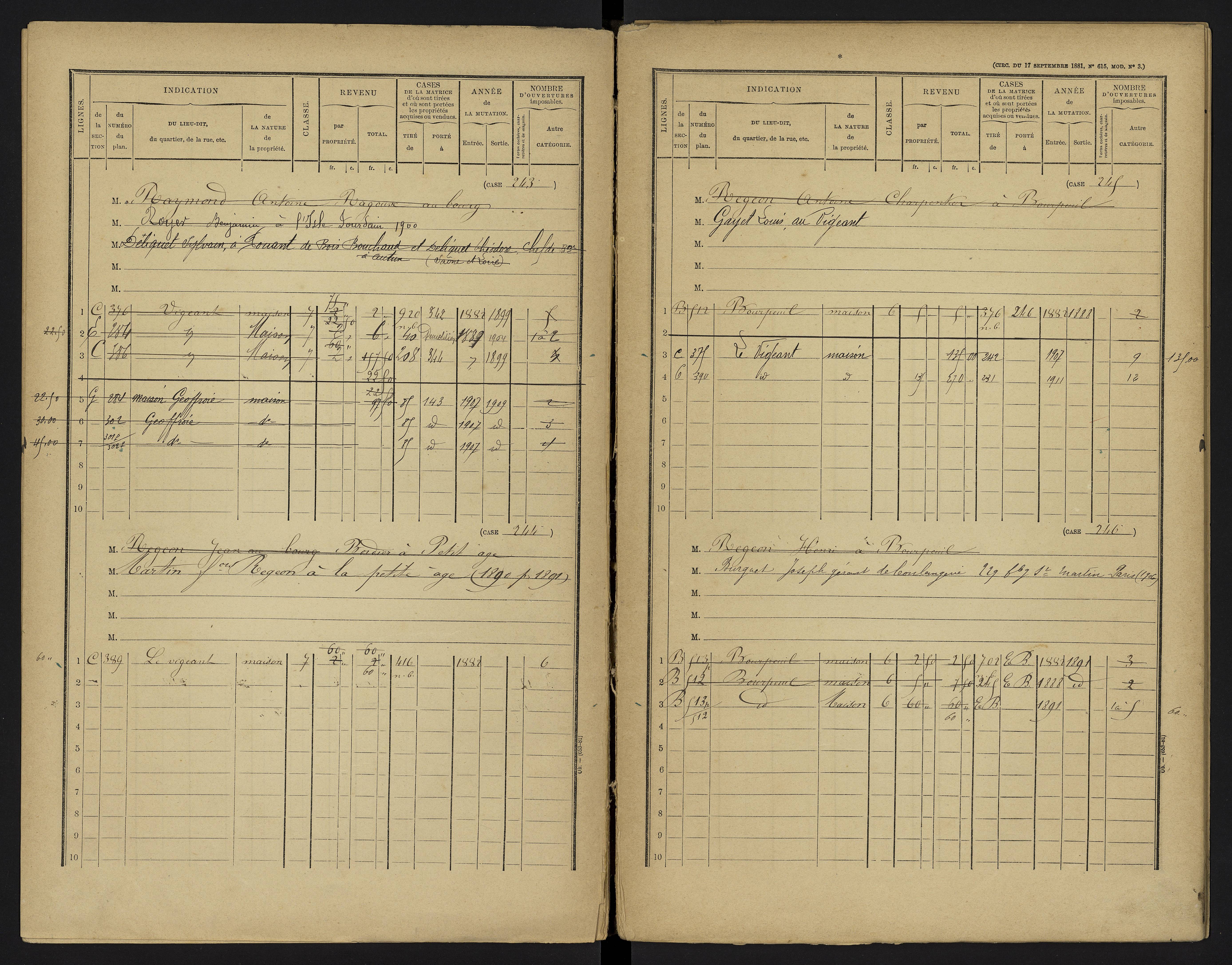 Le Vigeant - FRAD086_cadastre Cases 1-359. 