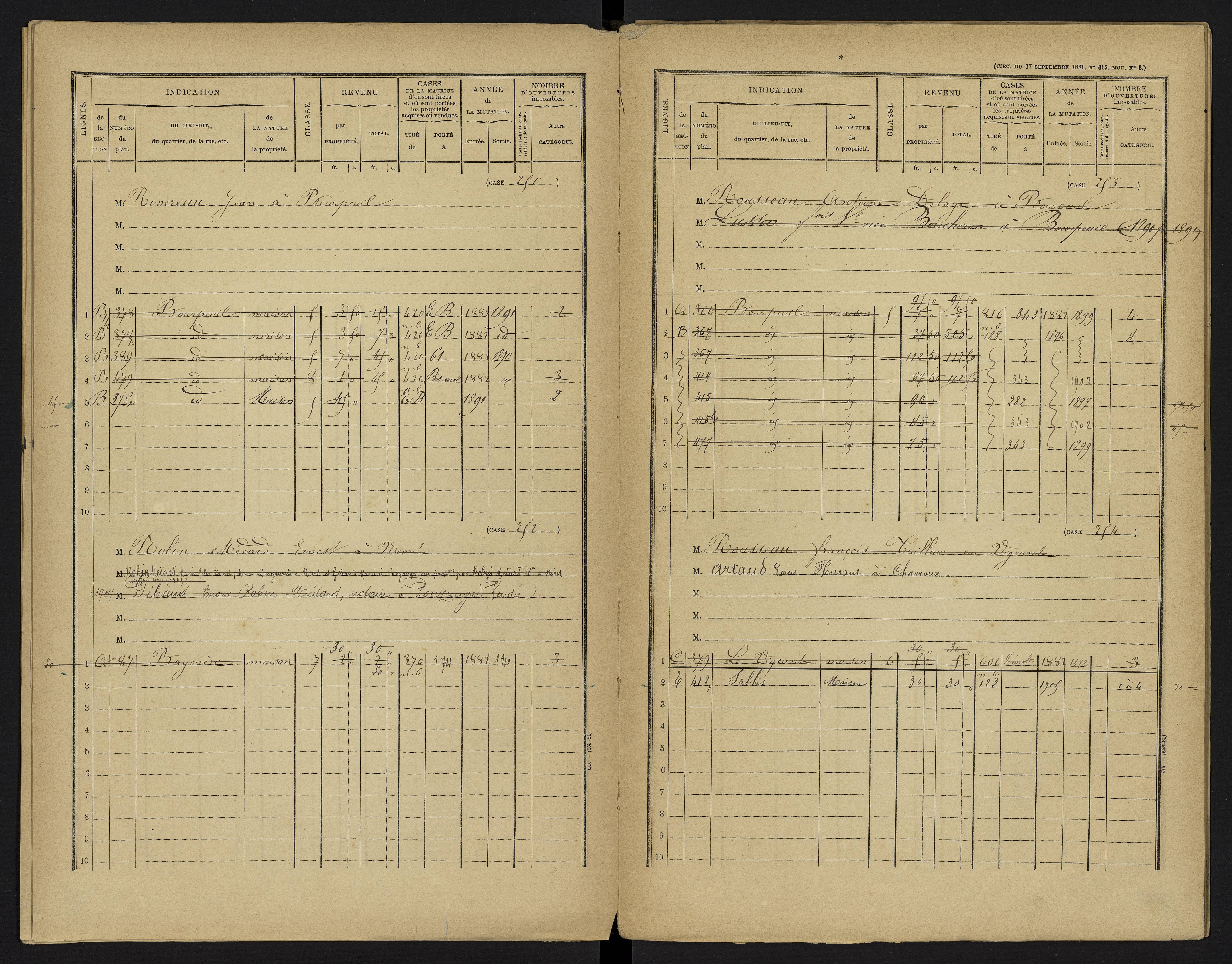 Le Vigeant - FRAD086_cadastre Cases 1-359. 