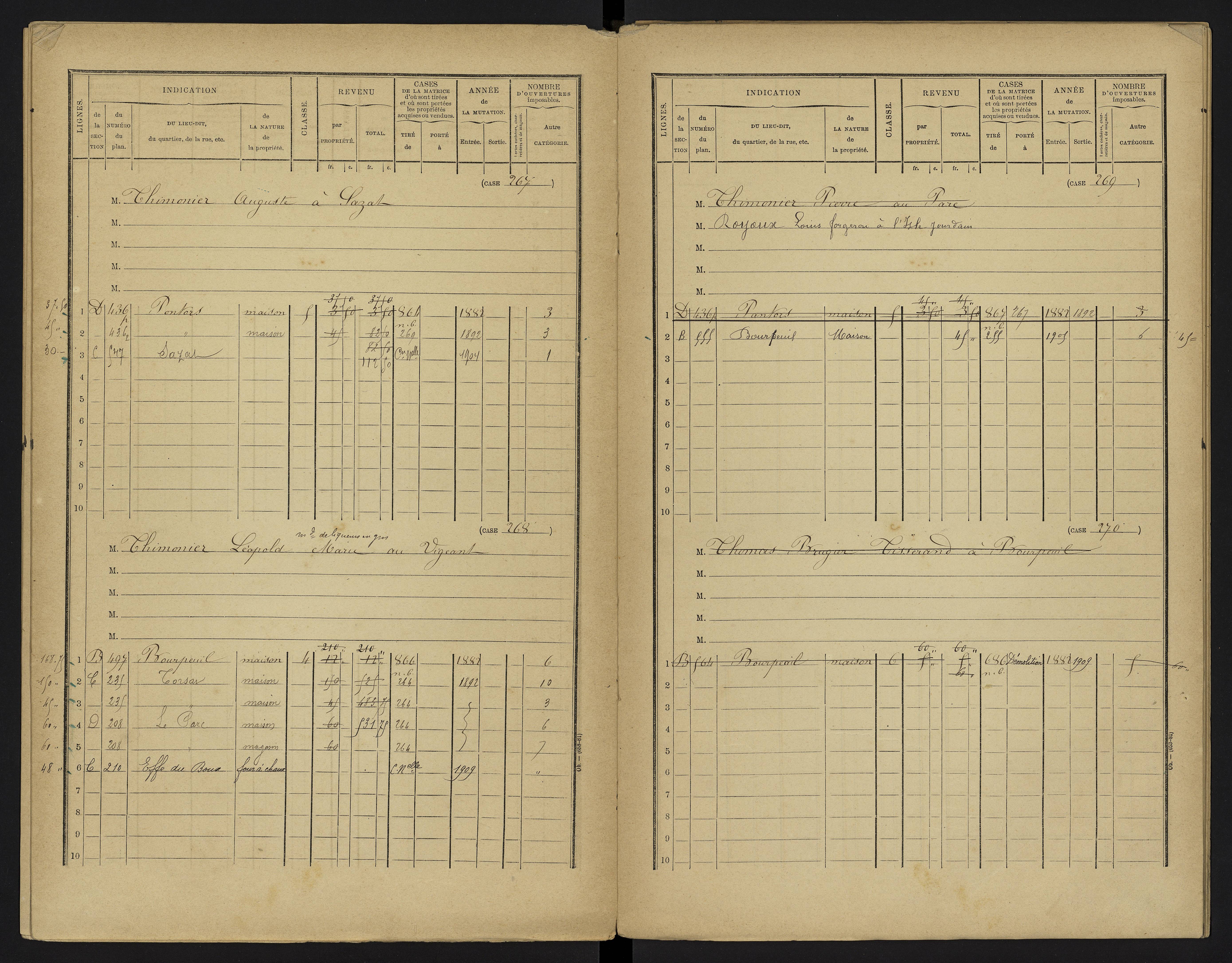 Le Vigeant - FRAD086_cadastre Cases 1-359. 