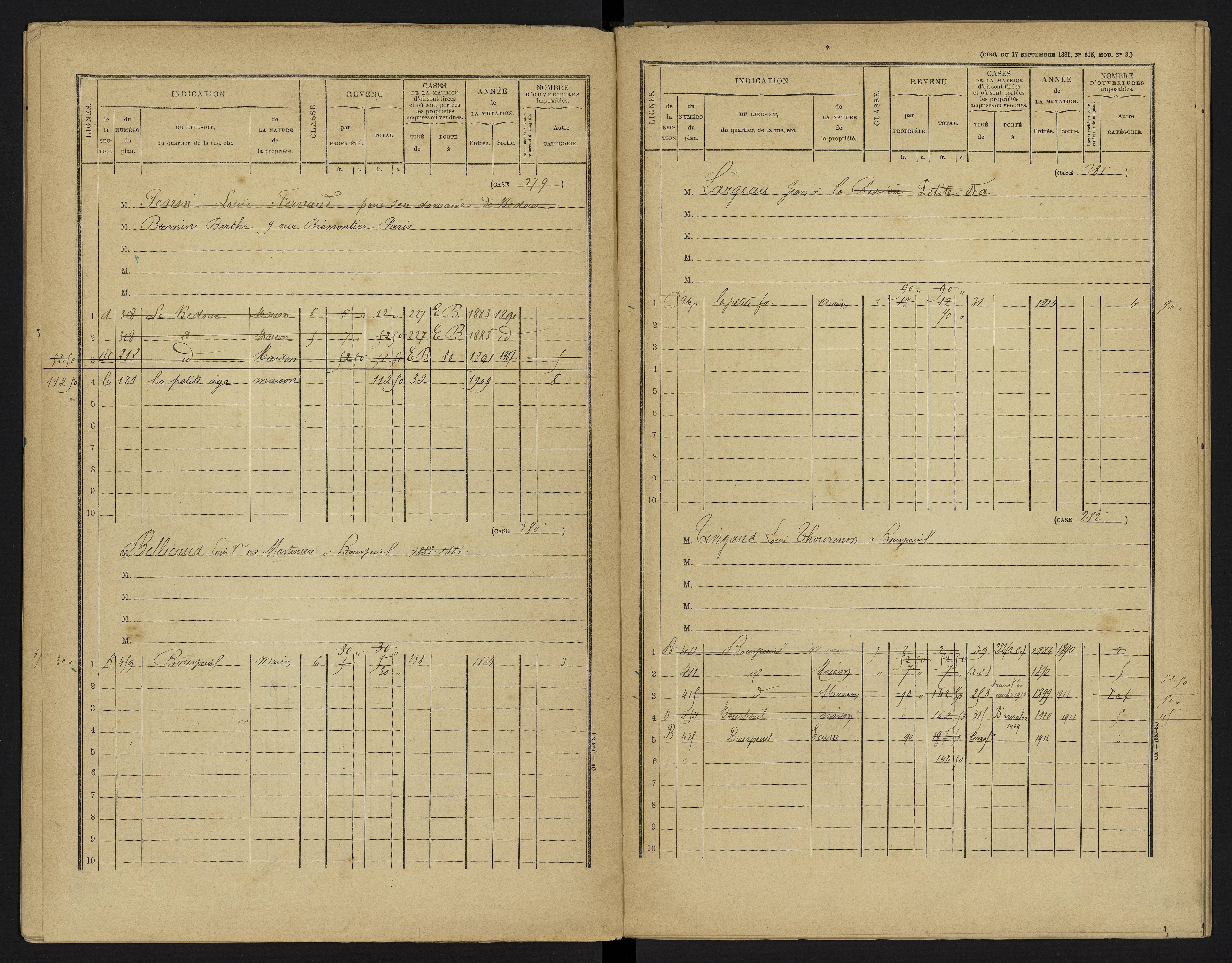 Le Vigeant - FRAD086_cadastre Cases 1-359. 