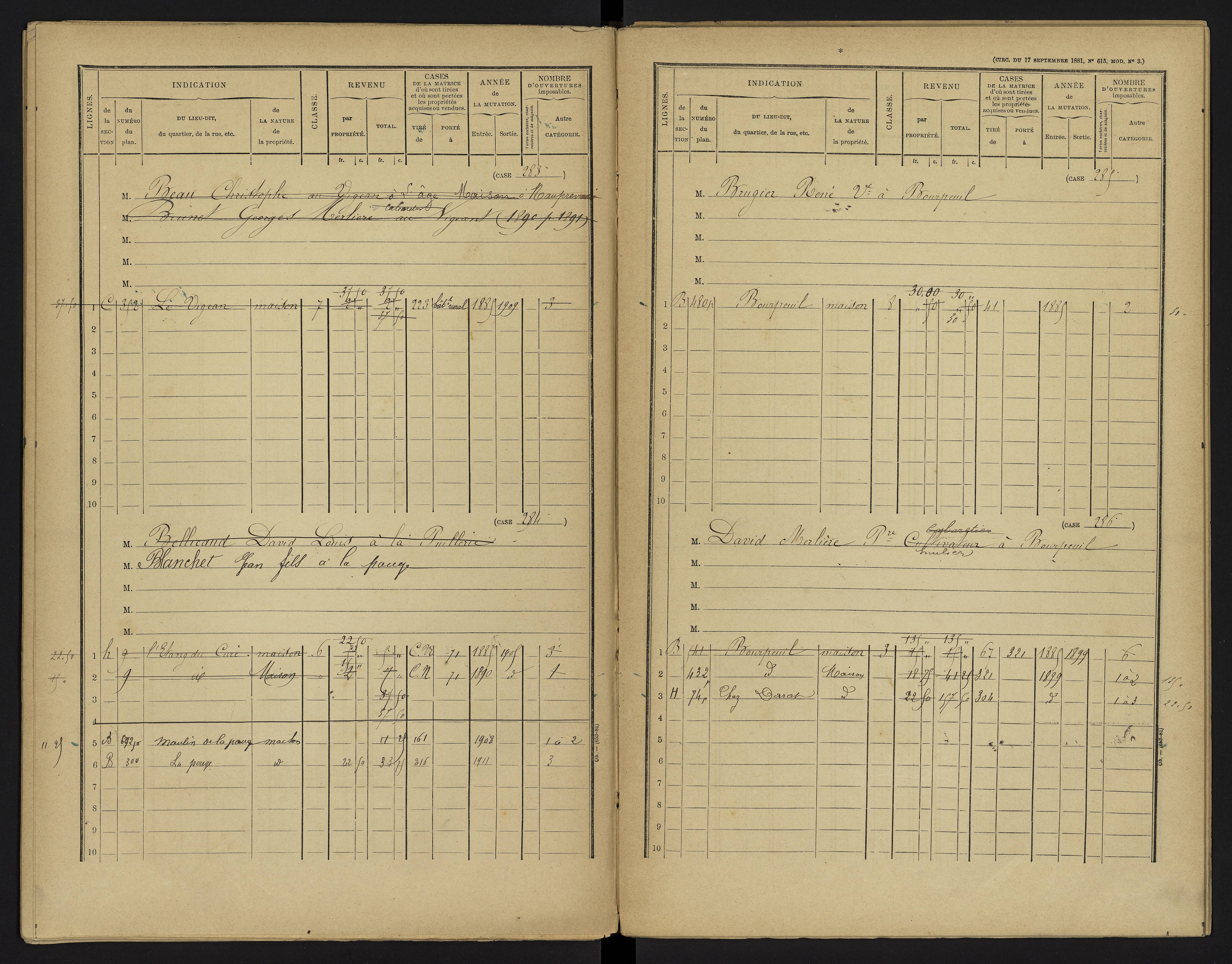 Le Vigeant - FRAD086_cadastre Cases 1-359. 