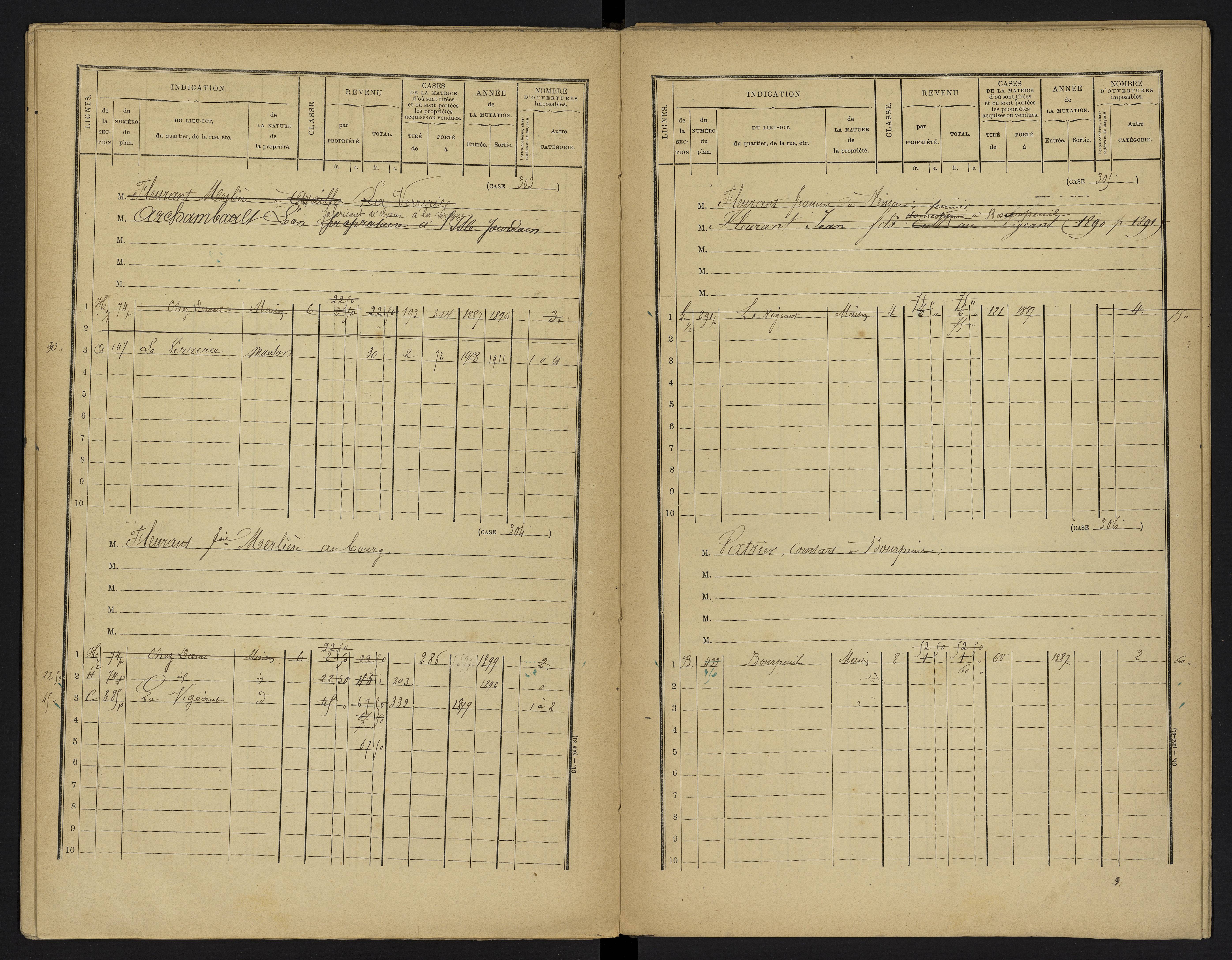 Le Vigeant - FRAD086_cadastre Cases 1-359. 