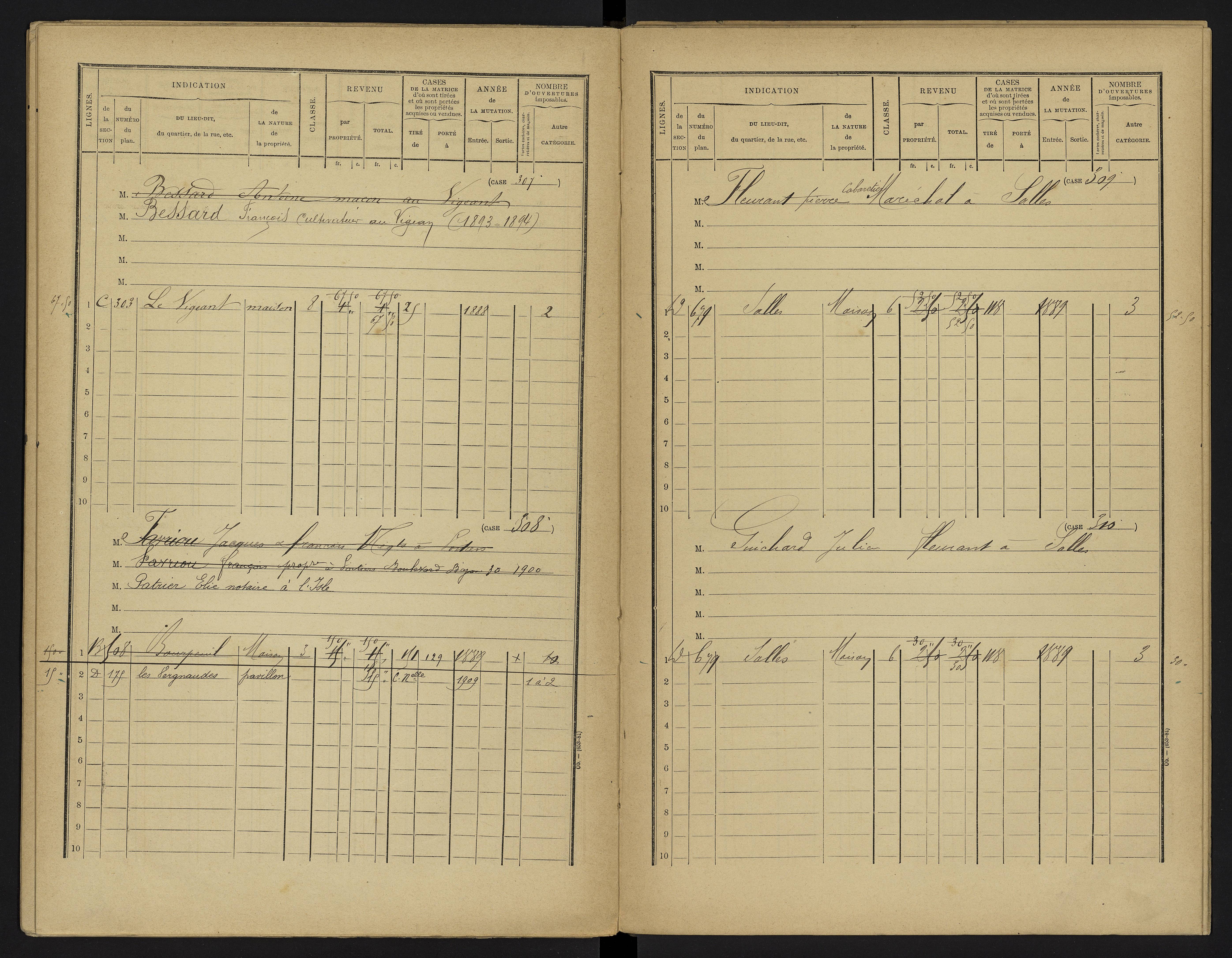 Le Vigeant - FRAD086_cadastre Cases 1-359. 