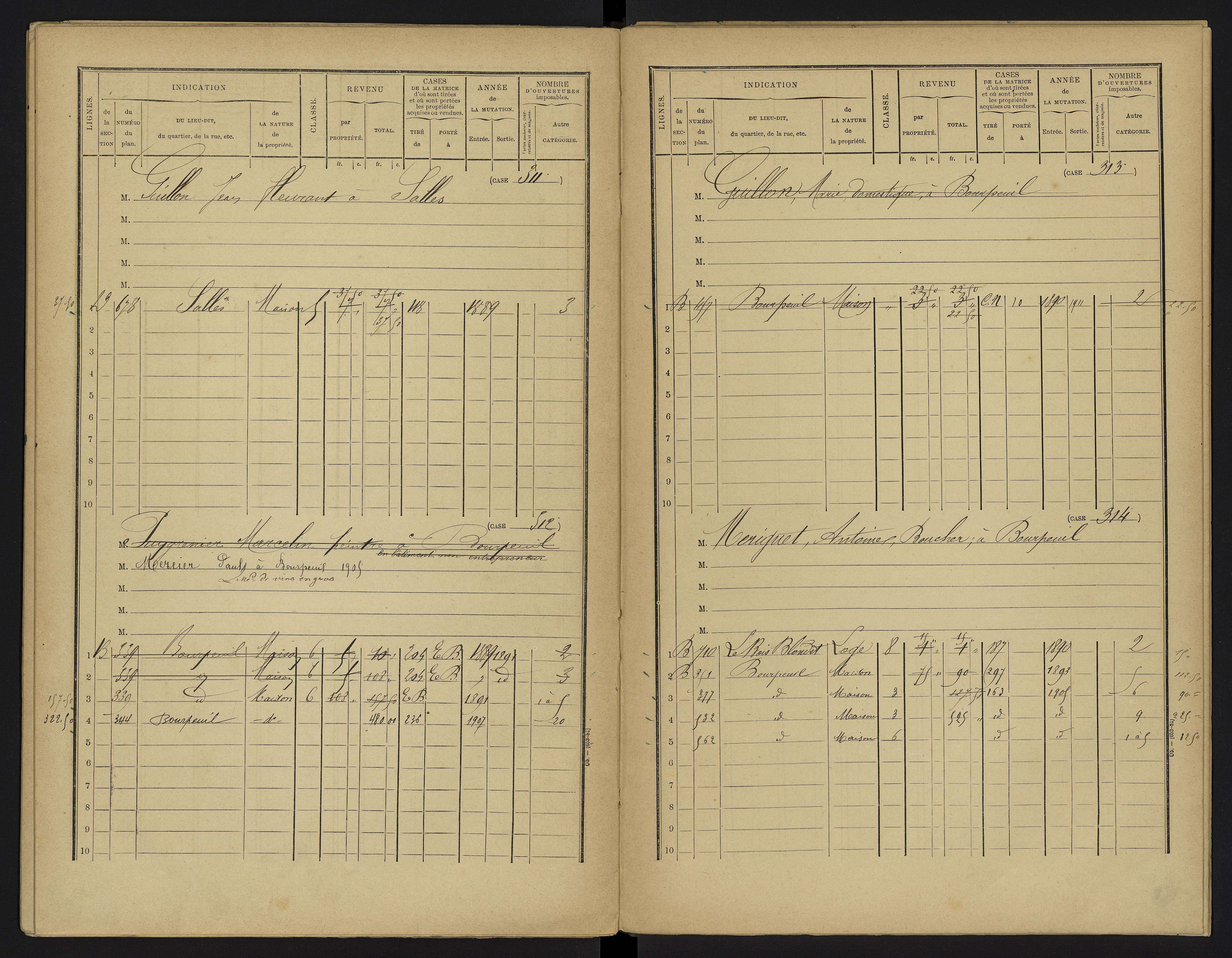 Le Vigeant - FRAD086_cadastre Cases 1-359. 
