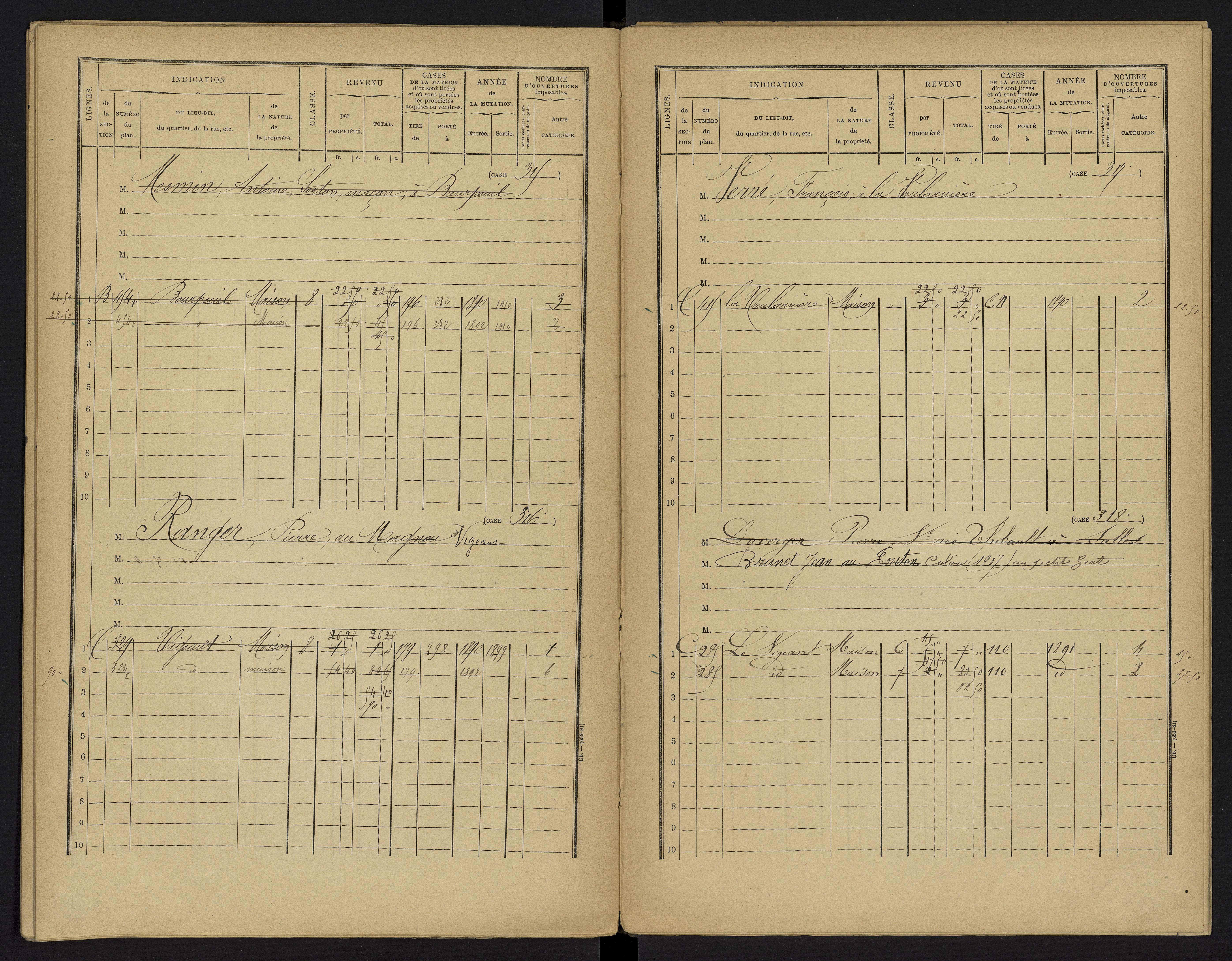 Le Vigeant - FRAD086_cadastre Cases 1-359. 