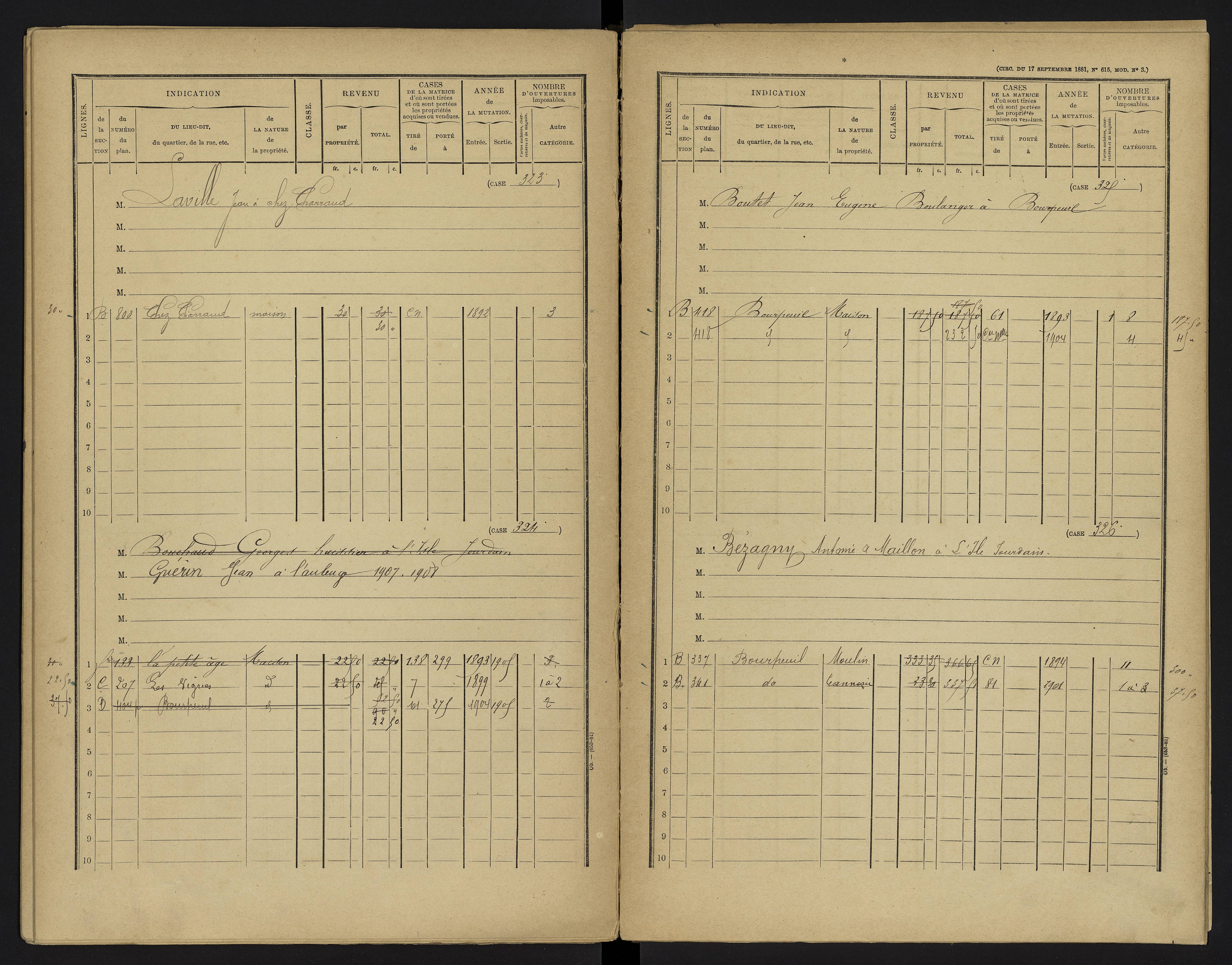 Le Vigeant - FRAD086_cadastre Cases 1-359. 