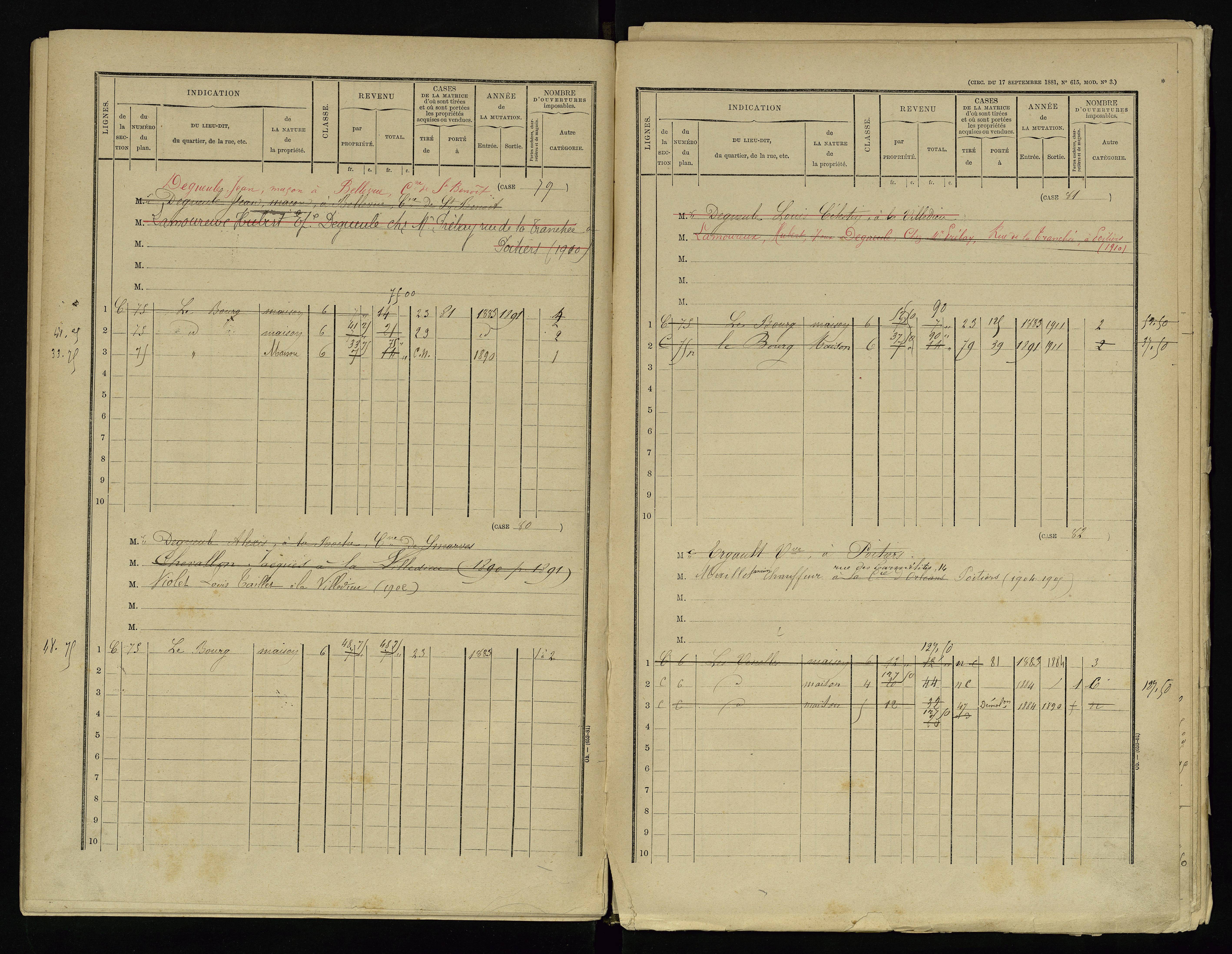 La Villedieu-du-Clain - FRAD086_cadastre Cases 1-126. 
