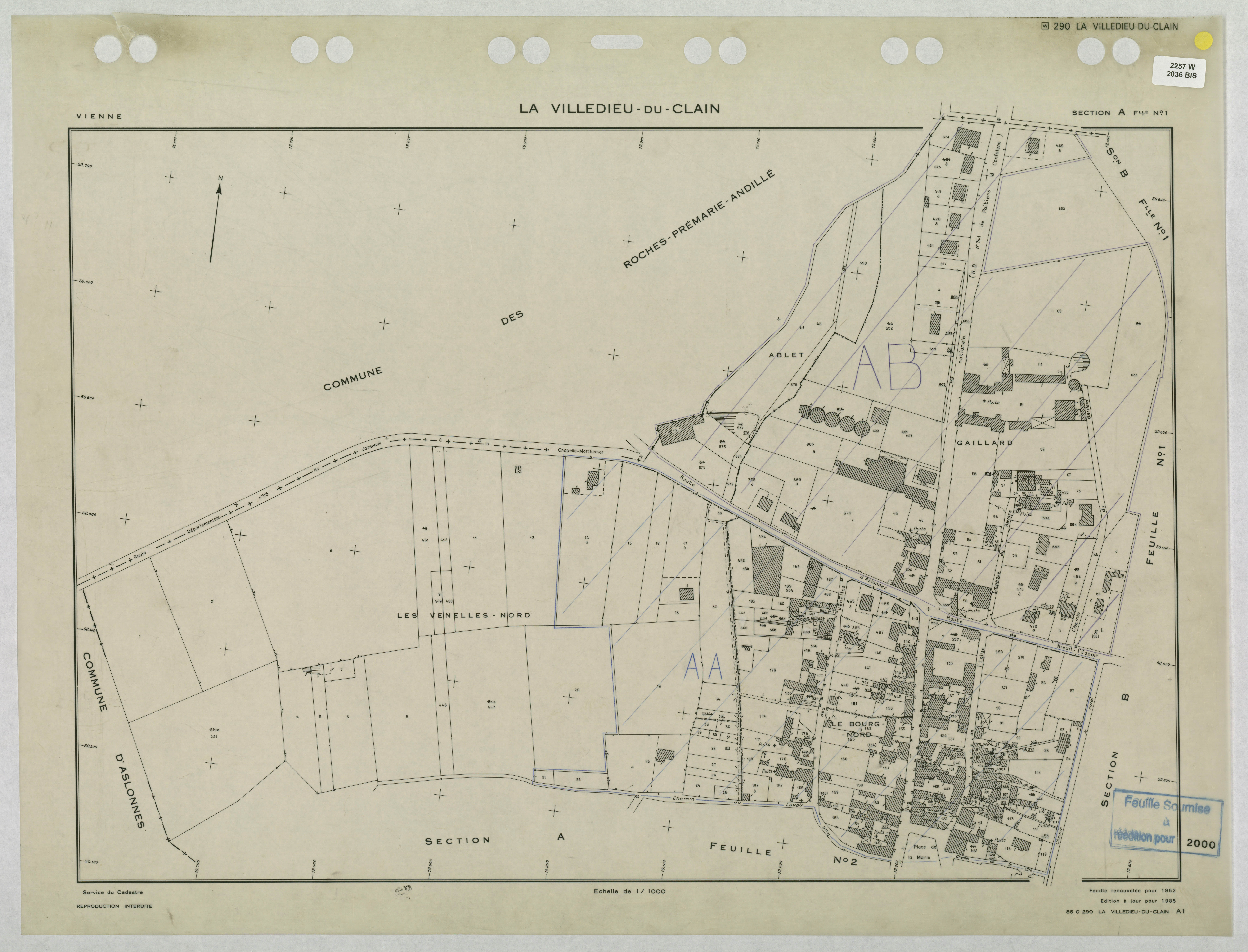 La Villedieu-du-Clain - FRAD086_cadastre Plans refaits 