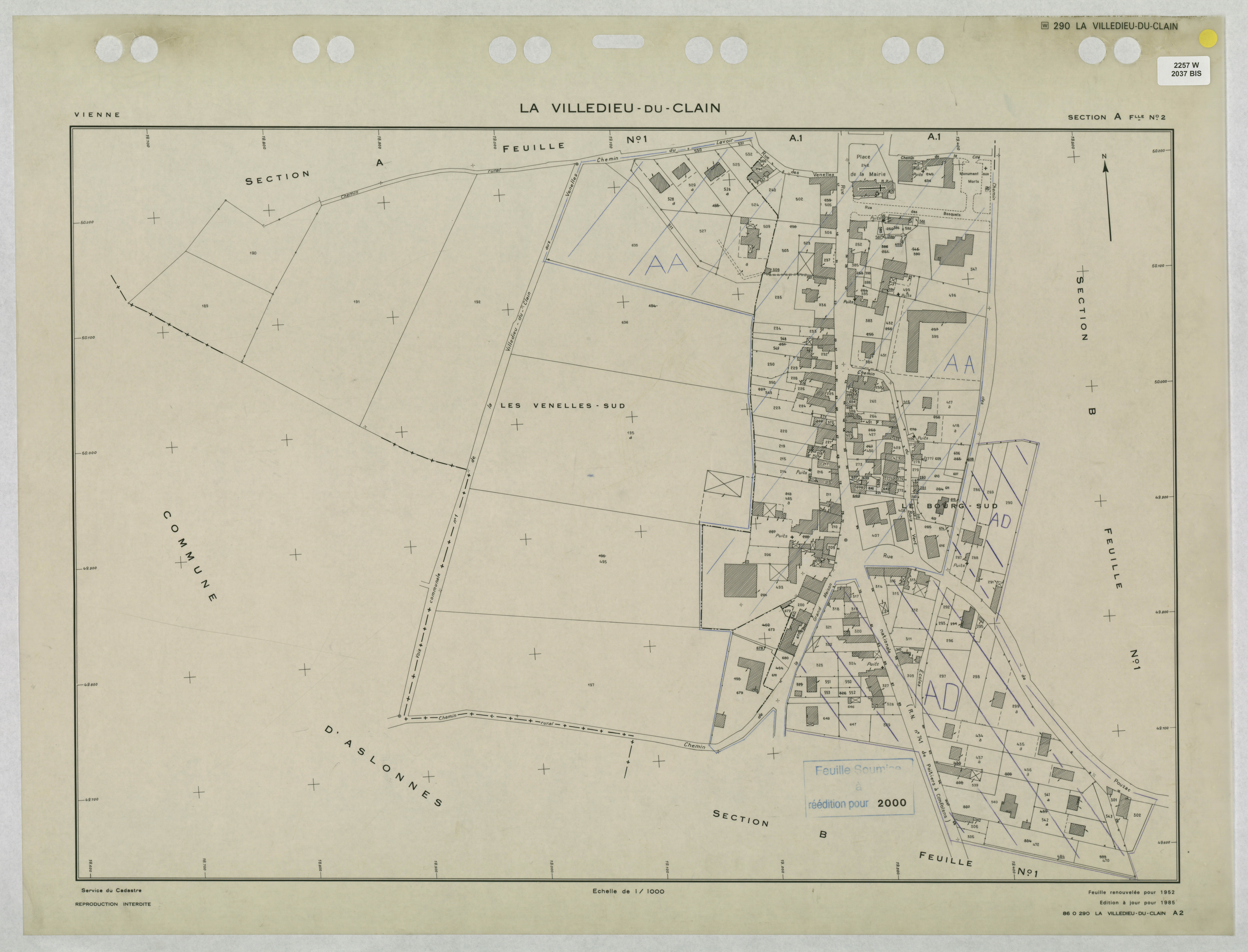 La Villedieu-du-Clain - FRAD086_cadastre Plans refaits 