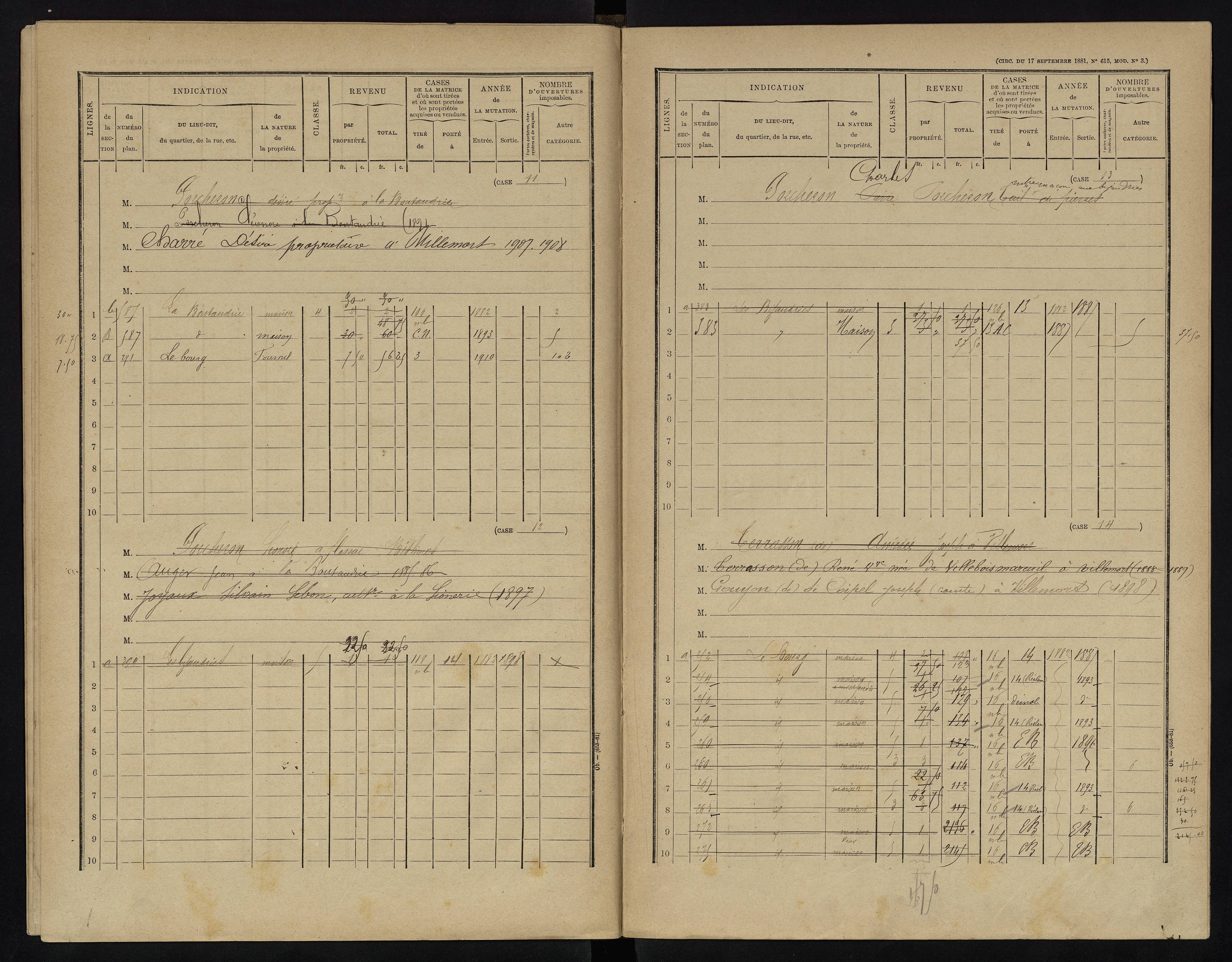 Villemort - FRAD086_cadastre Cases 1-27. 