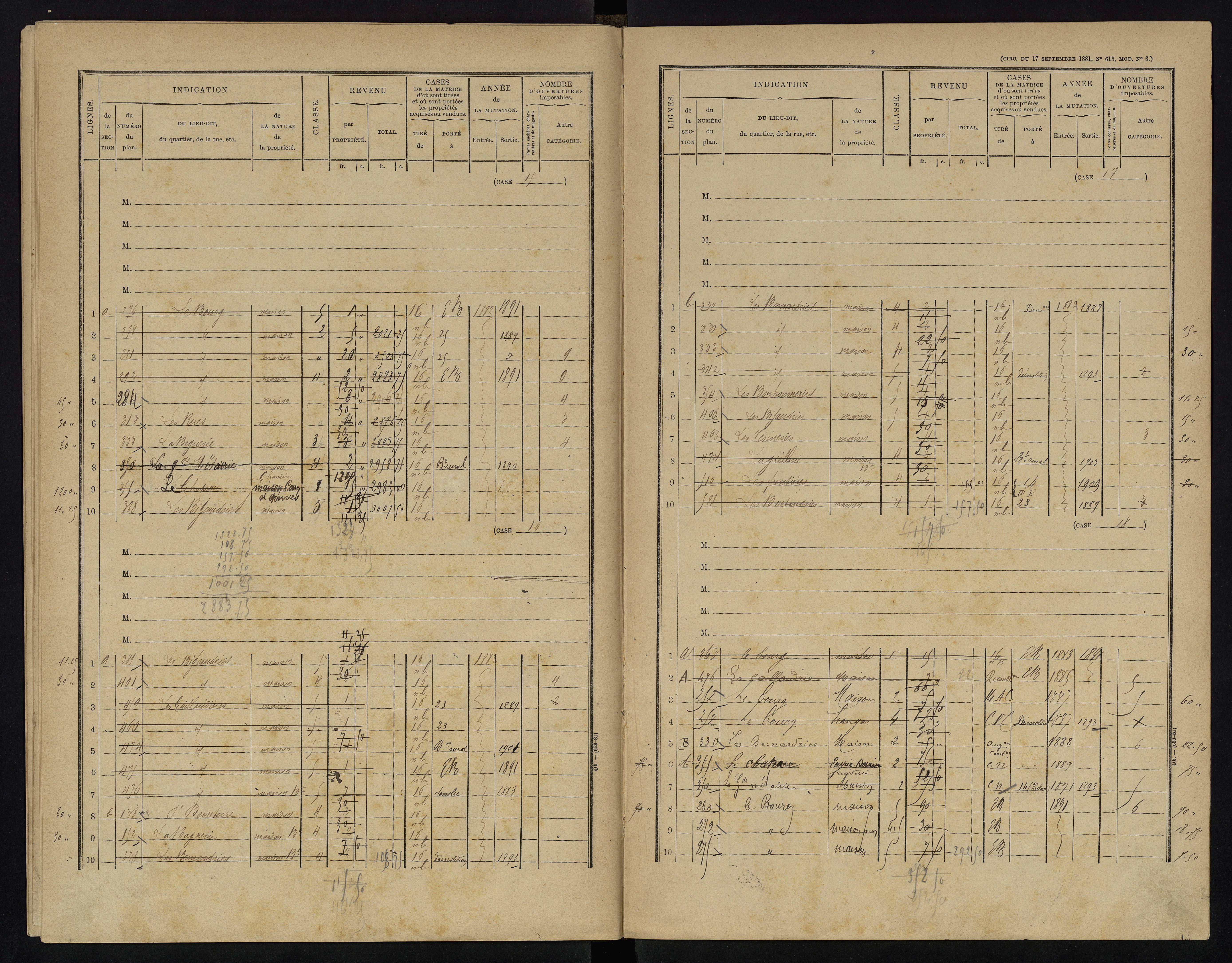 Villemort - FRAD086_cadastre Cases 1-27. 