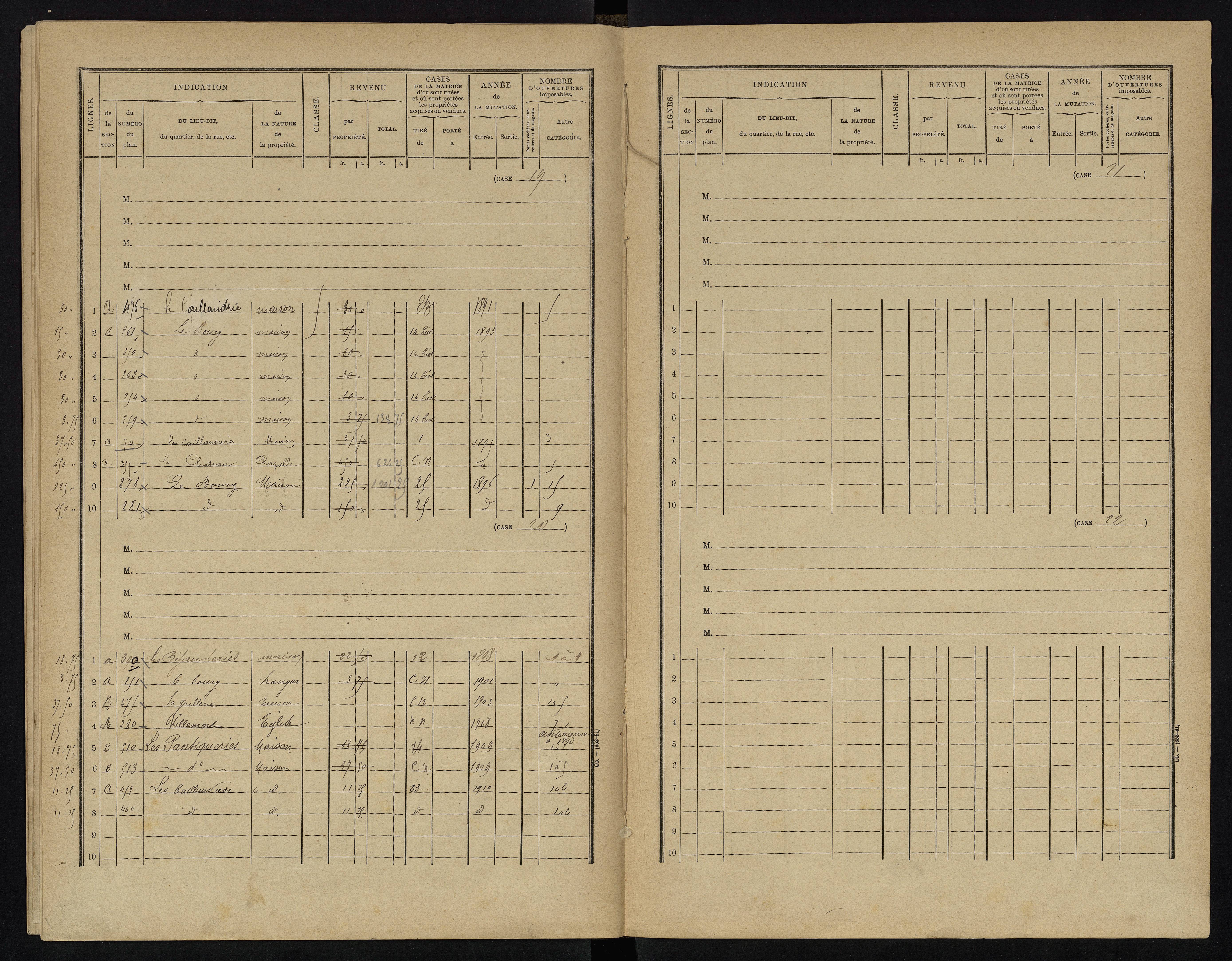 Villemort - FRAD086_cadastre Cases 1-27. 