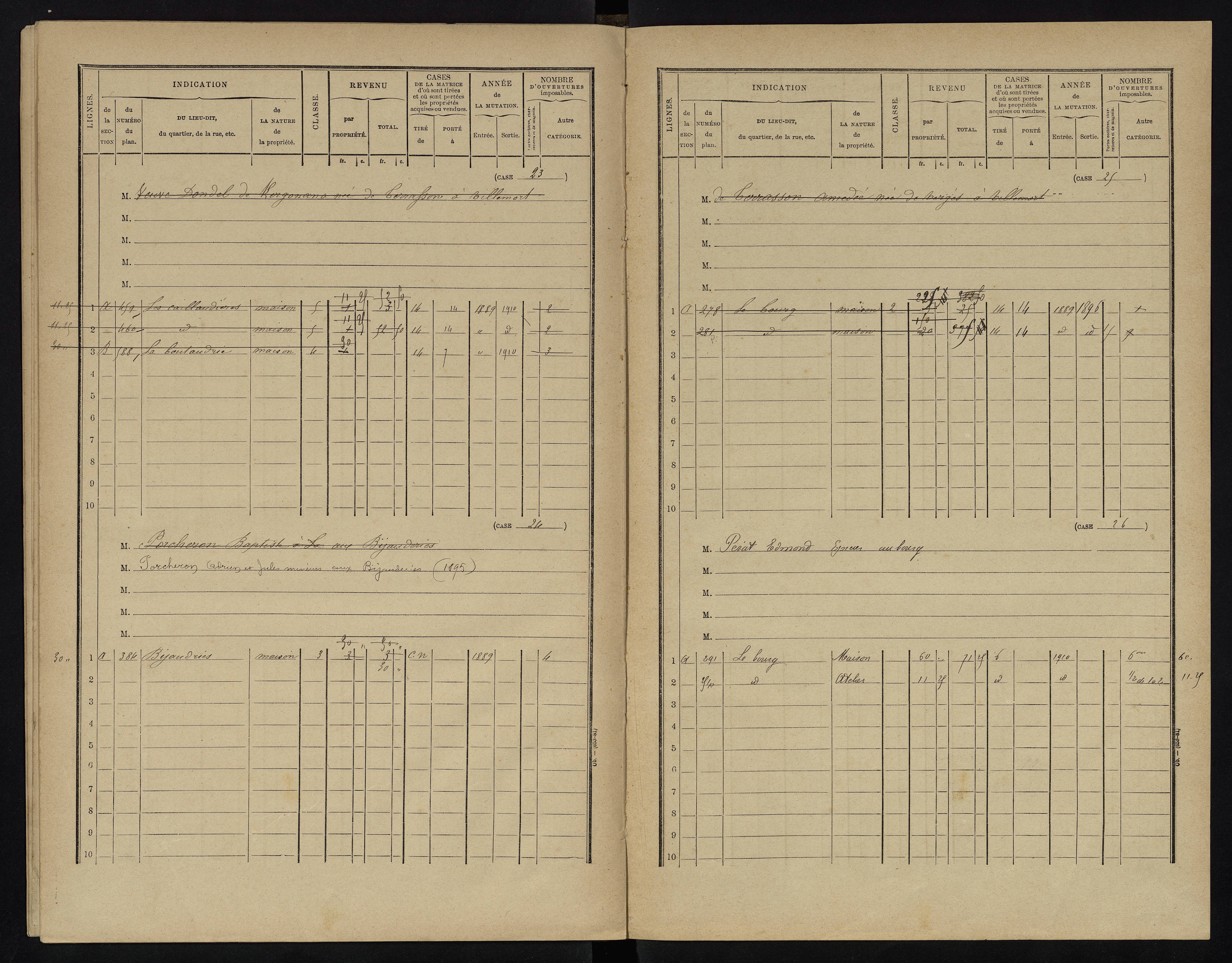 Villemort - FRAD086_cadastre Cases 1-27. 