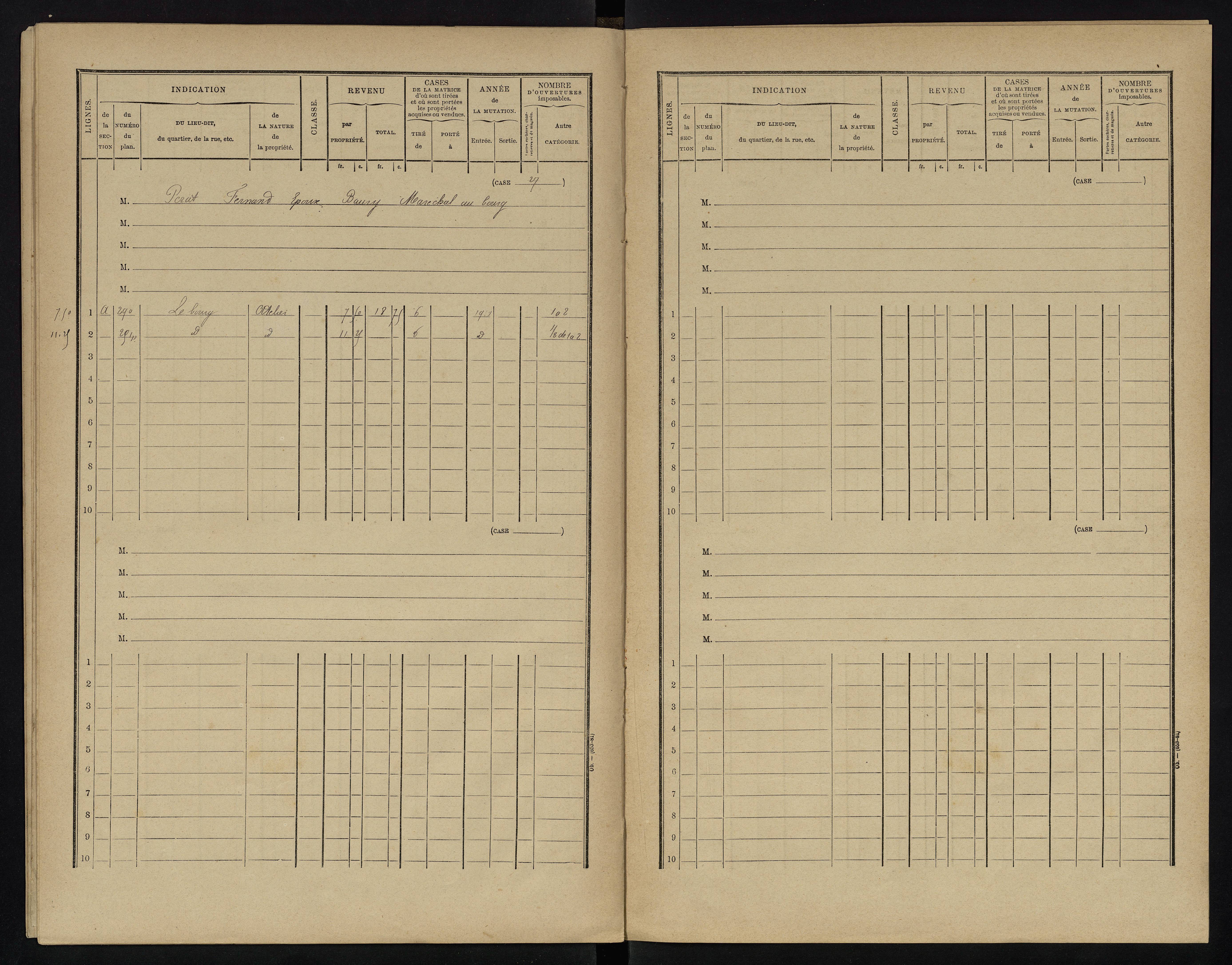 Villemort - FRAD086_cadastre Cases 1-27. 