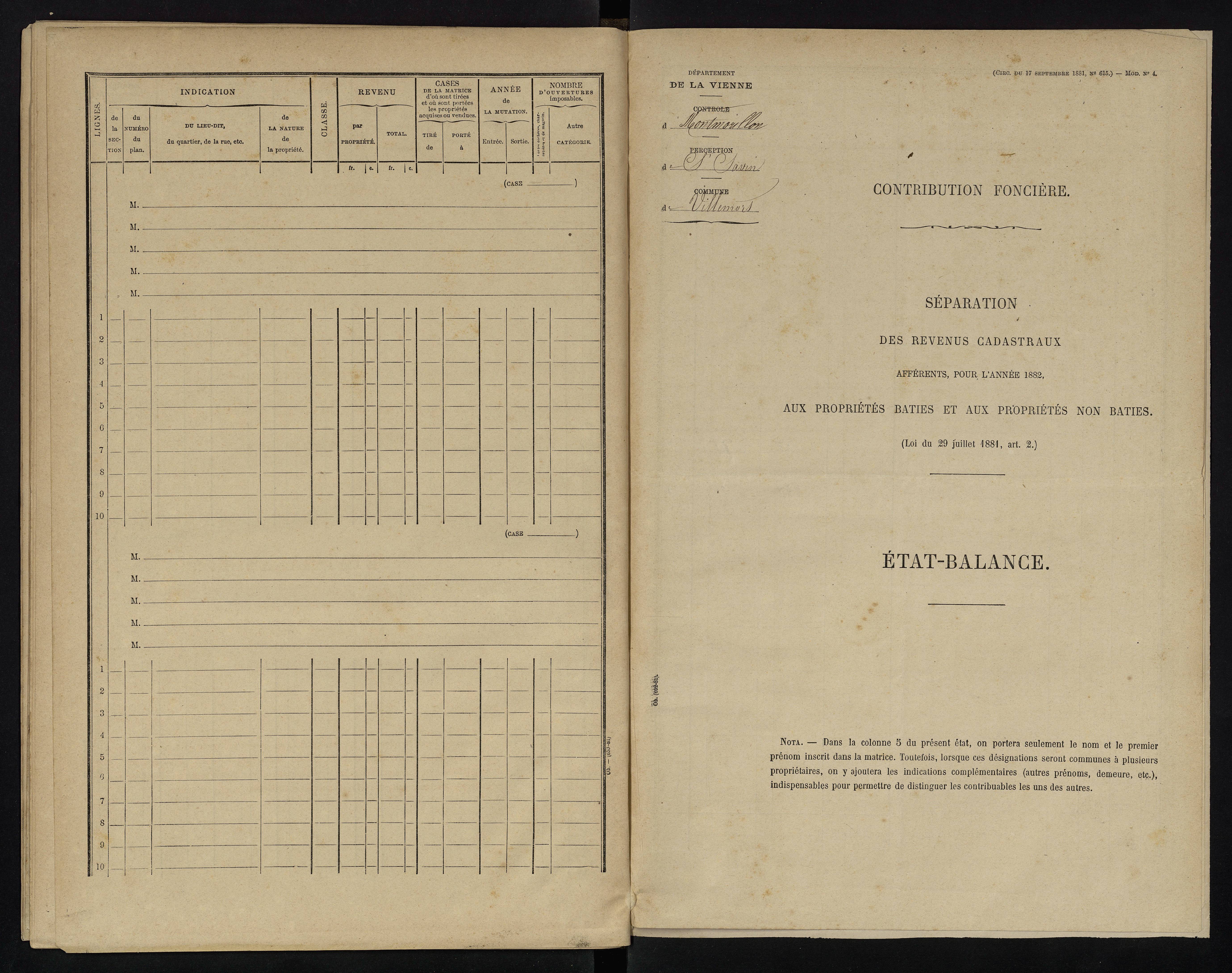 Villemort - FRAD086_cadastre Cases 1-27. 