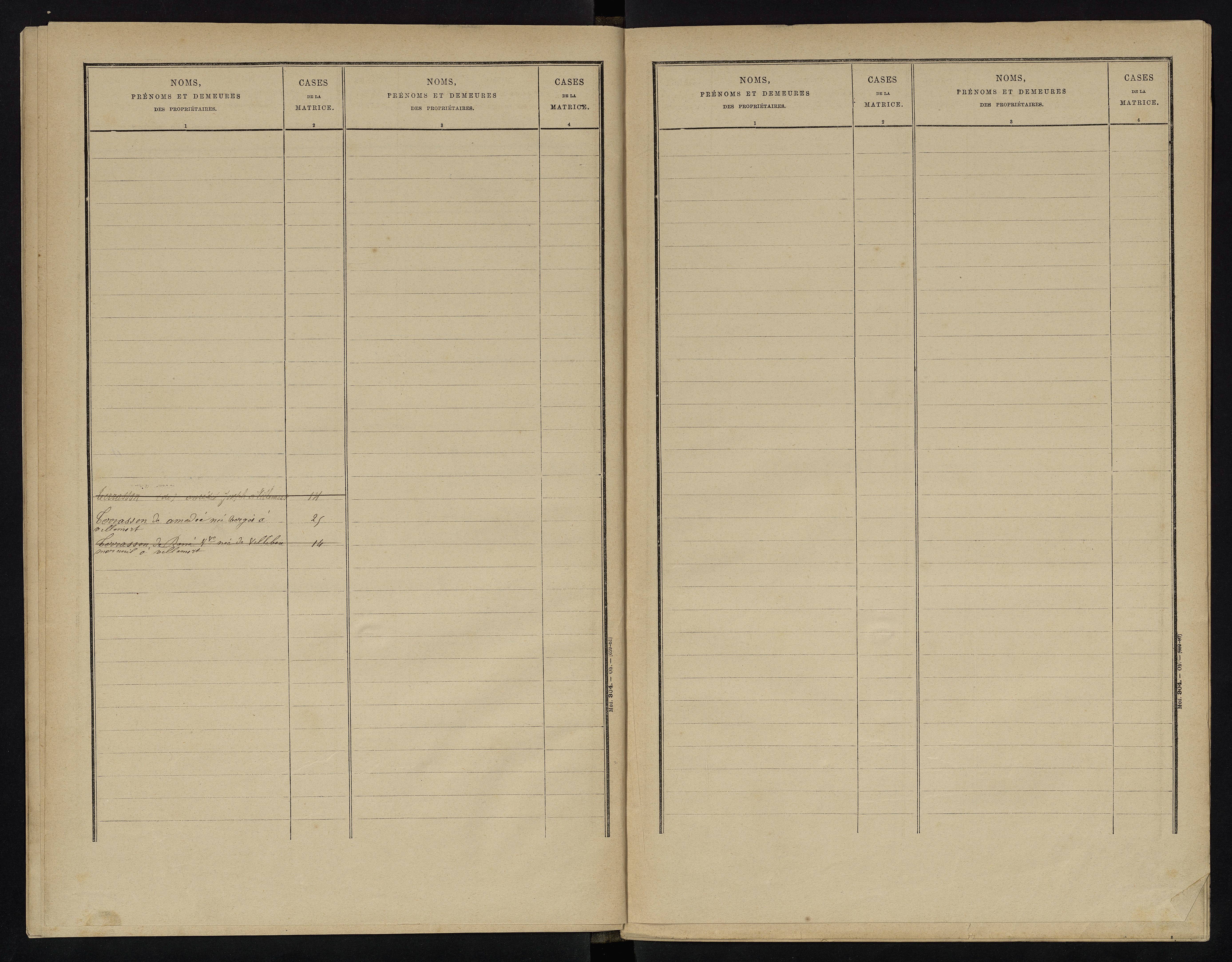 Villemort - FRAD086_cadastre Cases 1-27. 