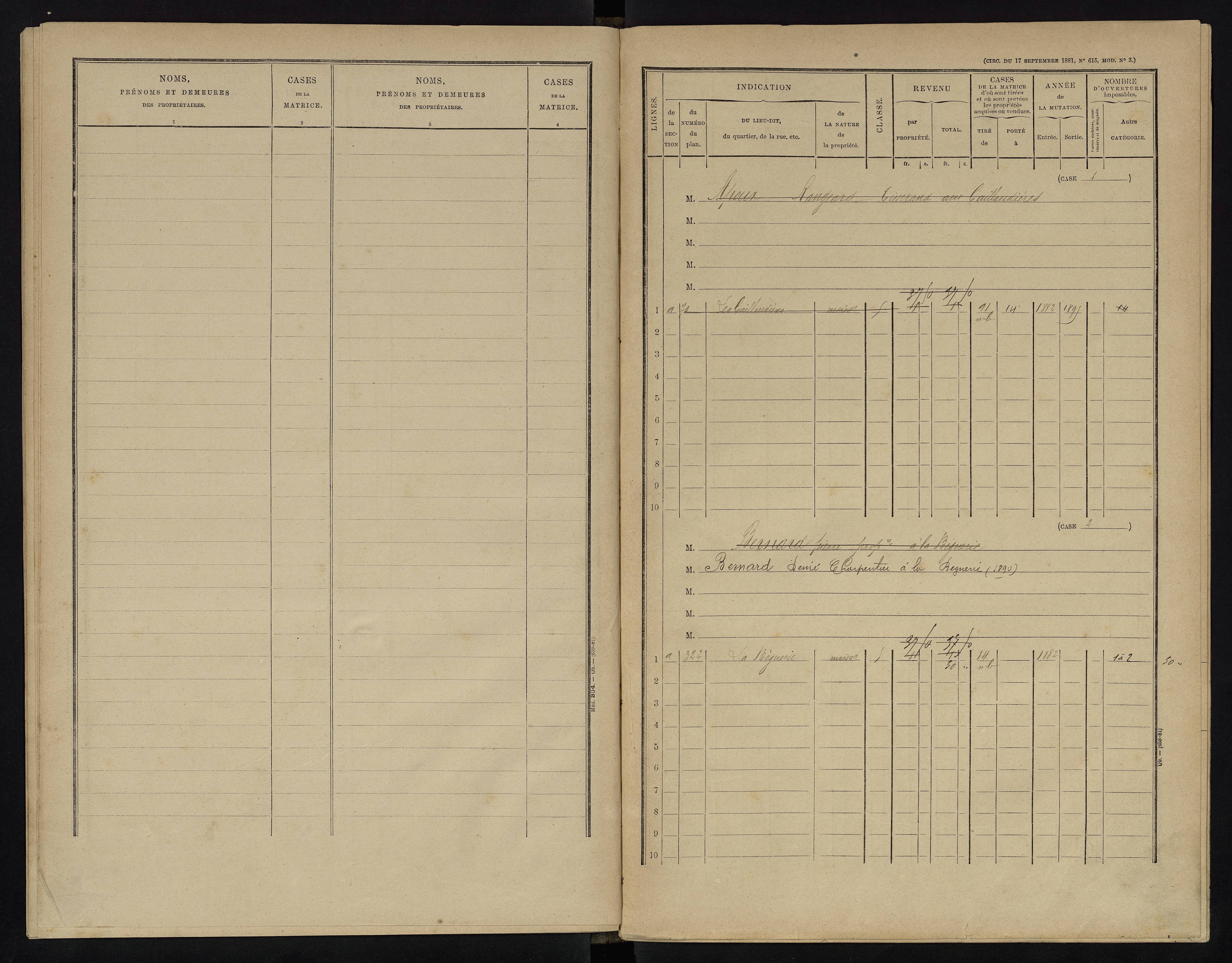 Villemort - FRAD086_cadastre Cases 1-27. 