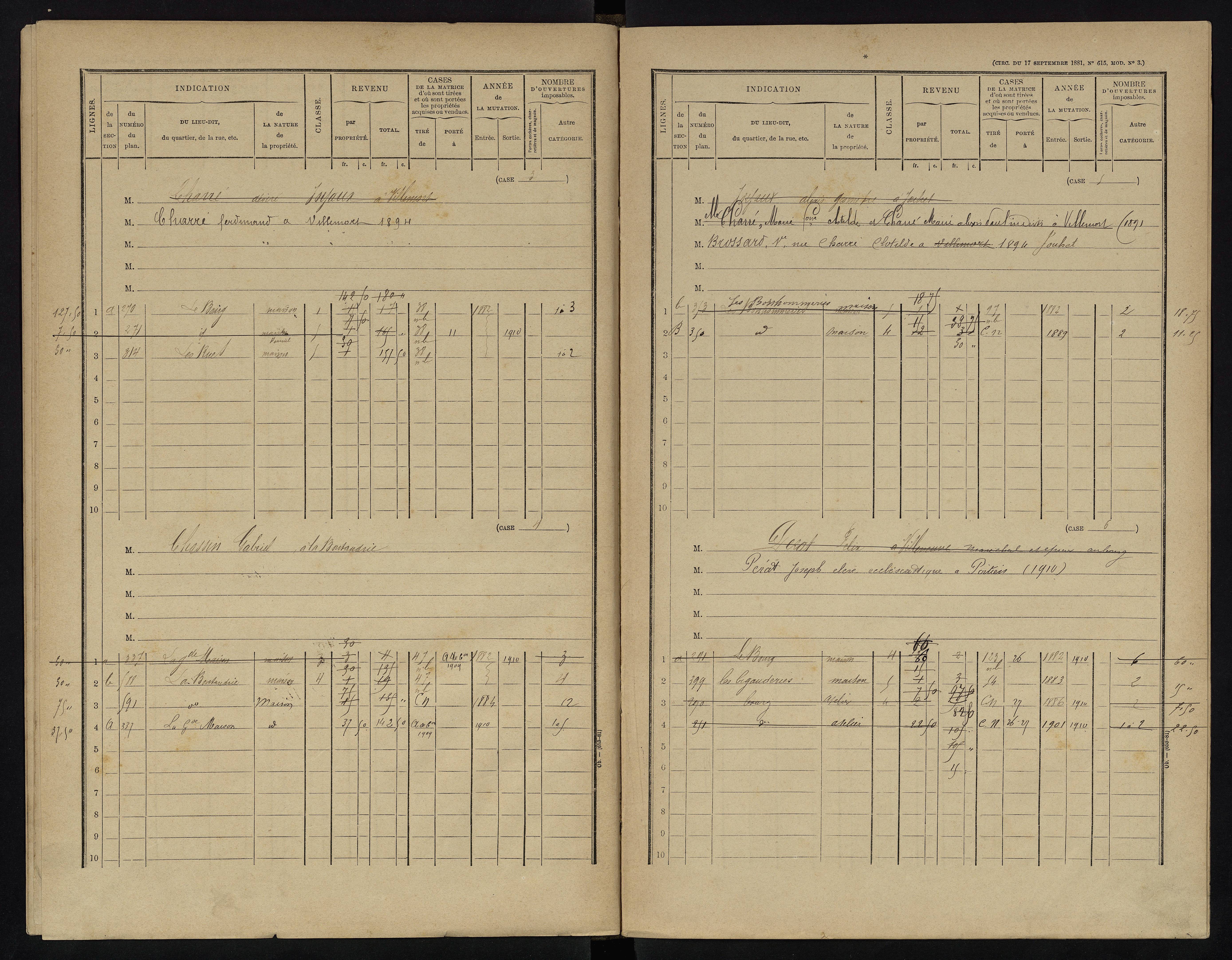 Villemort - FRAD086_cadastre Cases 1-27. 