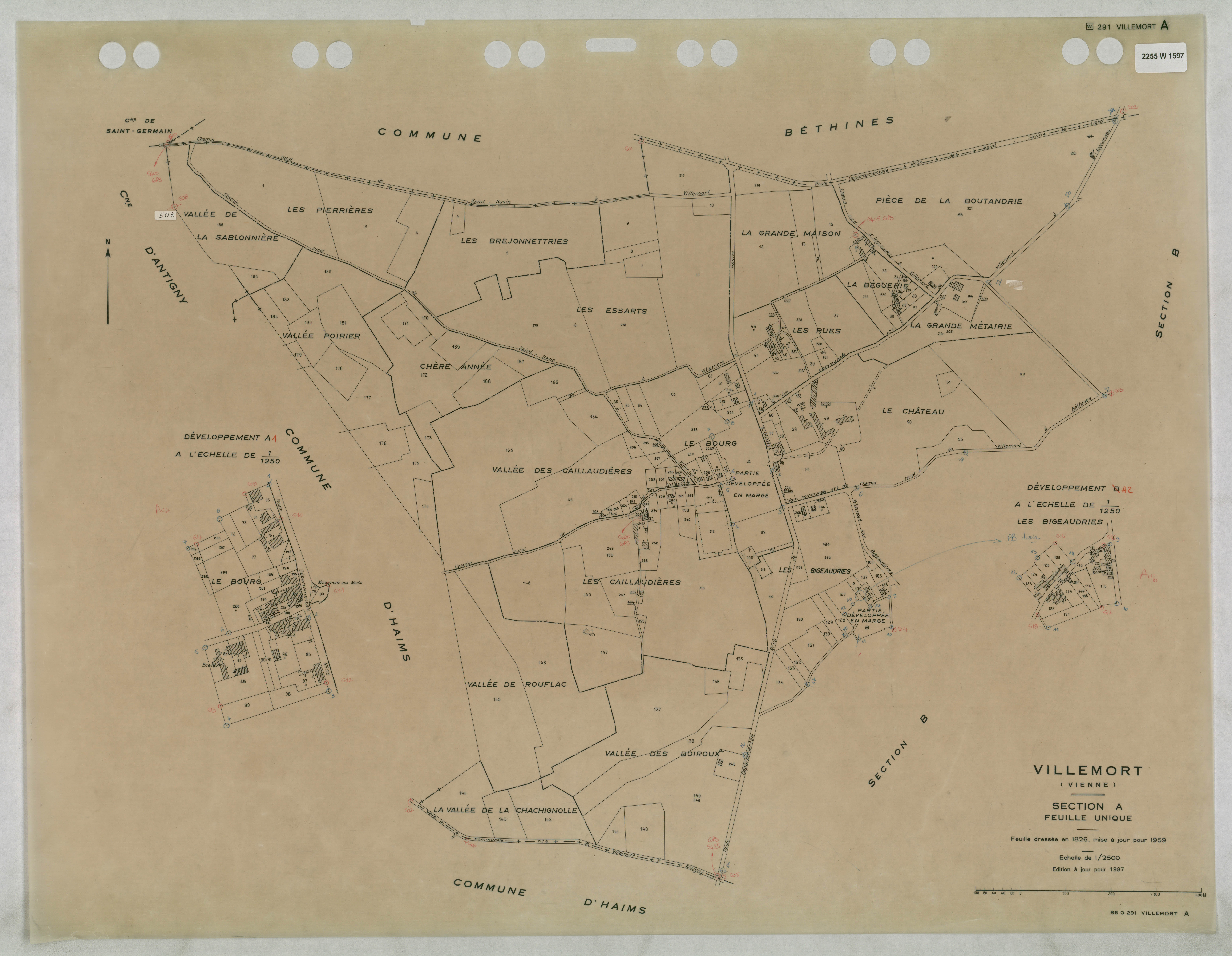 Villemort - FRAD086_cadastre Plans mis à jour 