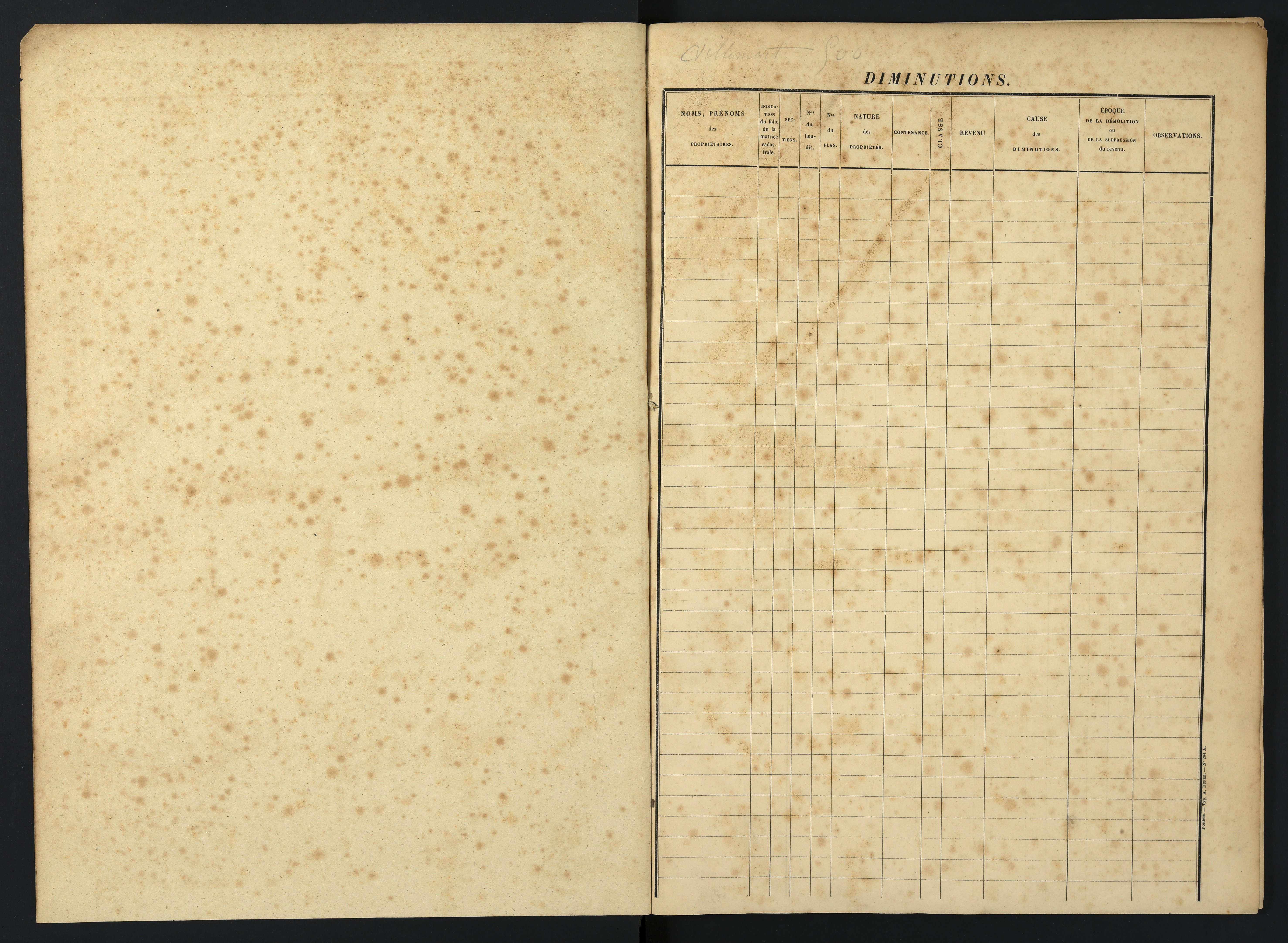 Villemort - FRAD086_cadastre Augmentations et diminutions (1884-1914). 