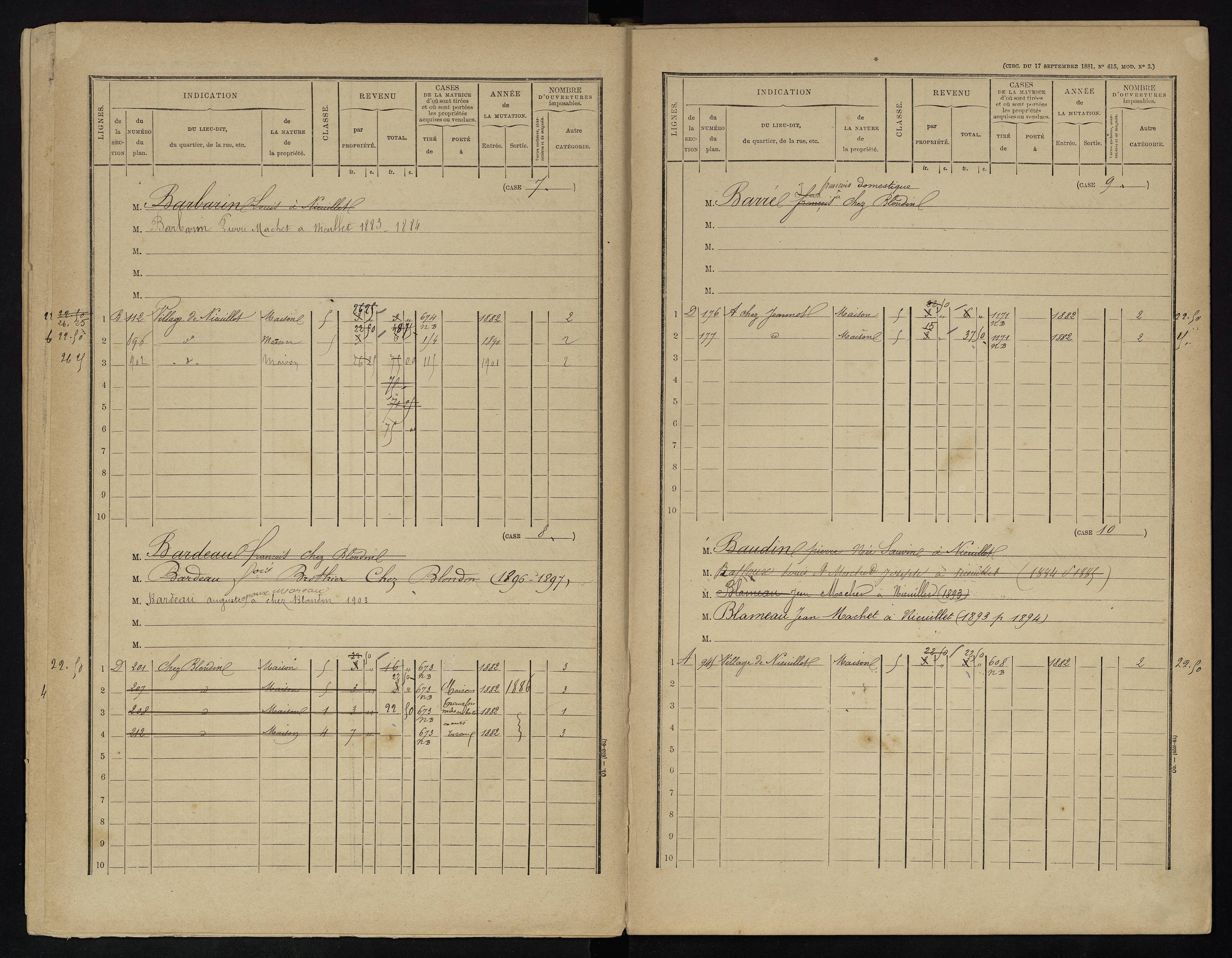 Voulême - FRAD086_cadastre Cases 1-312. 