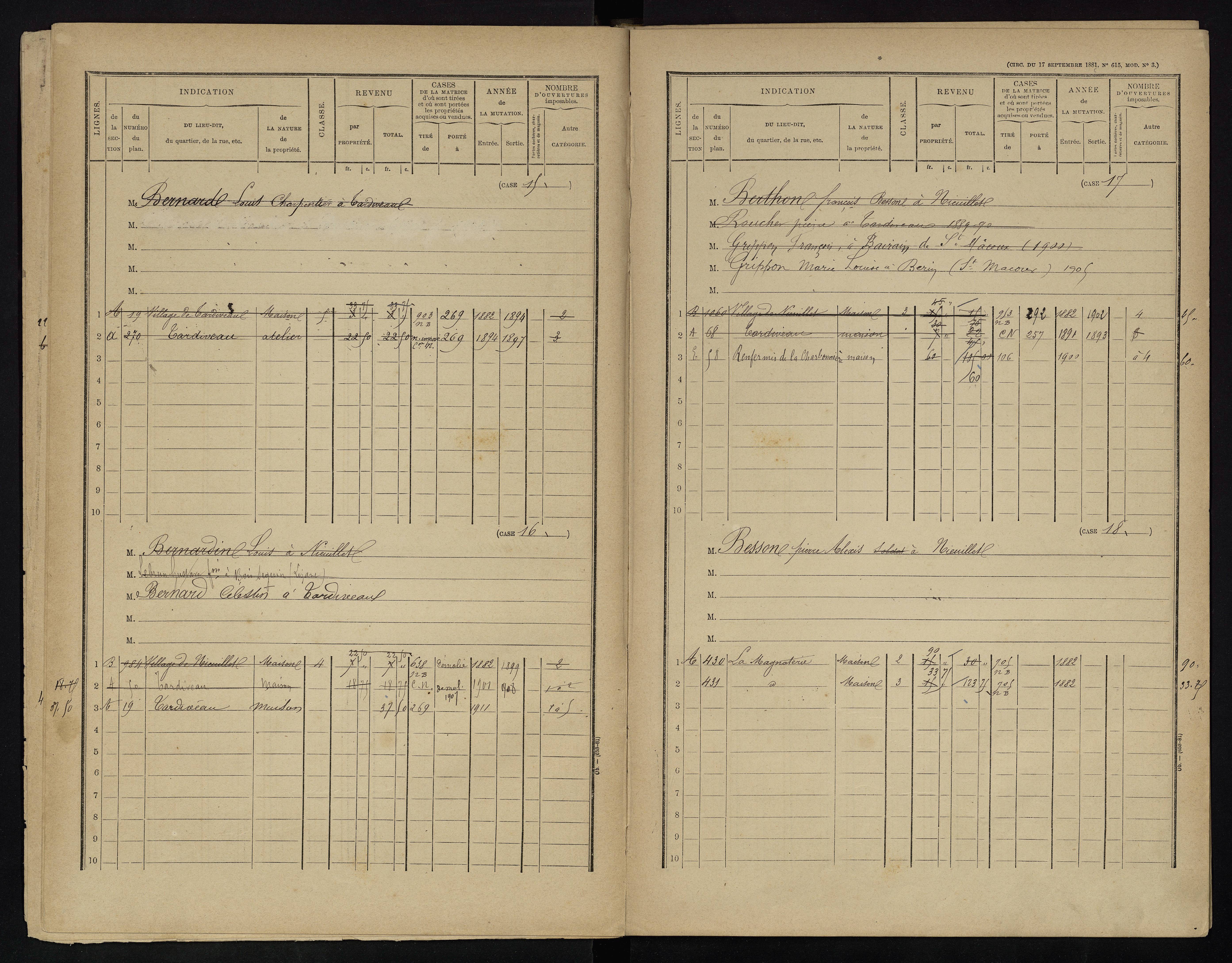 Voulême - FRAD086_cadastre Cases 1-312. 