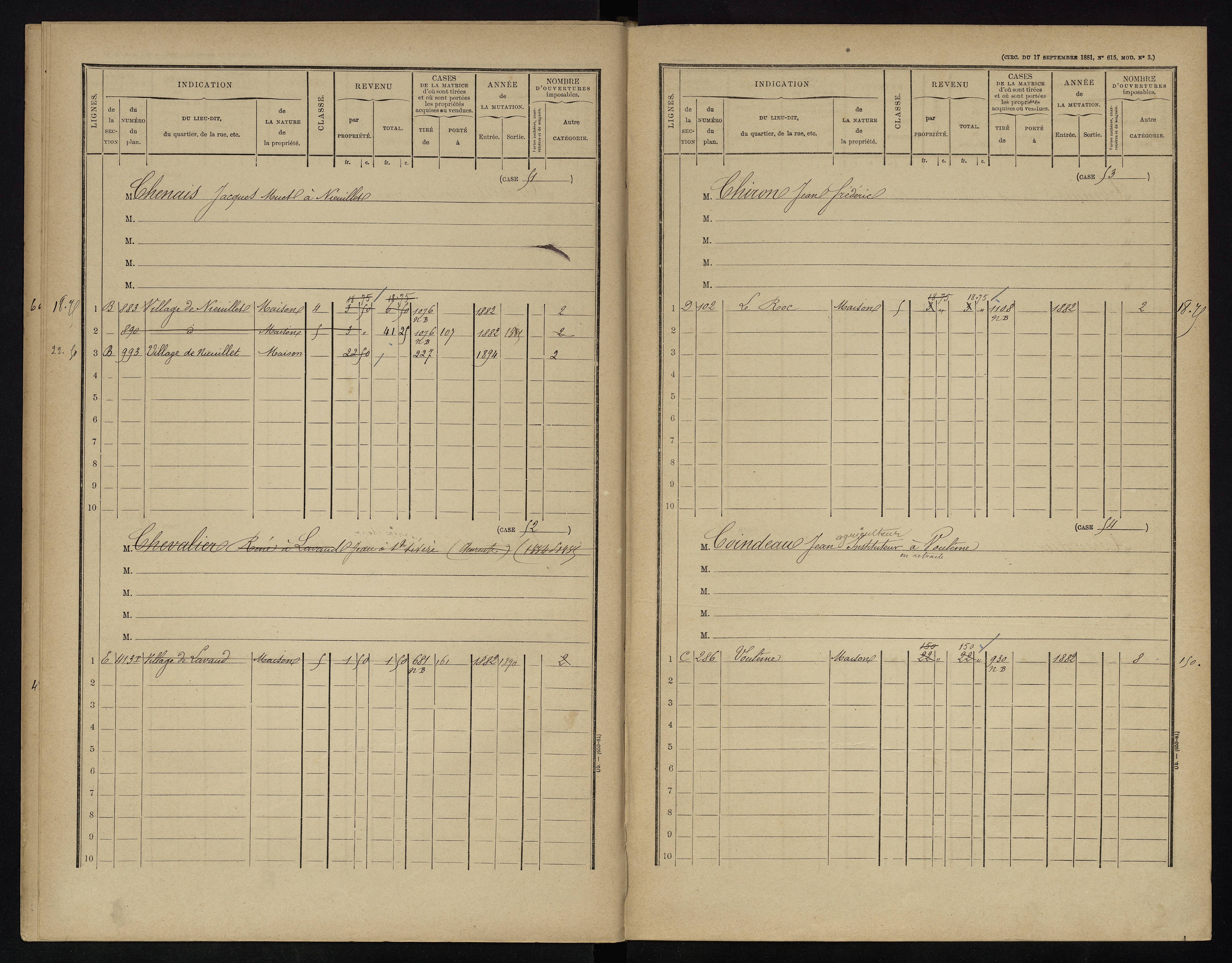 Voulême - FRAD086_cadastre Cases 1-312. 