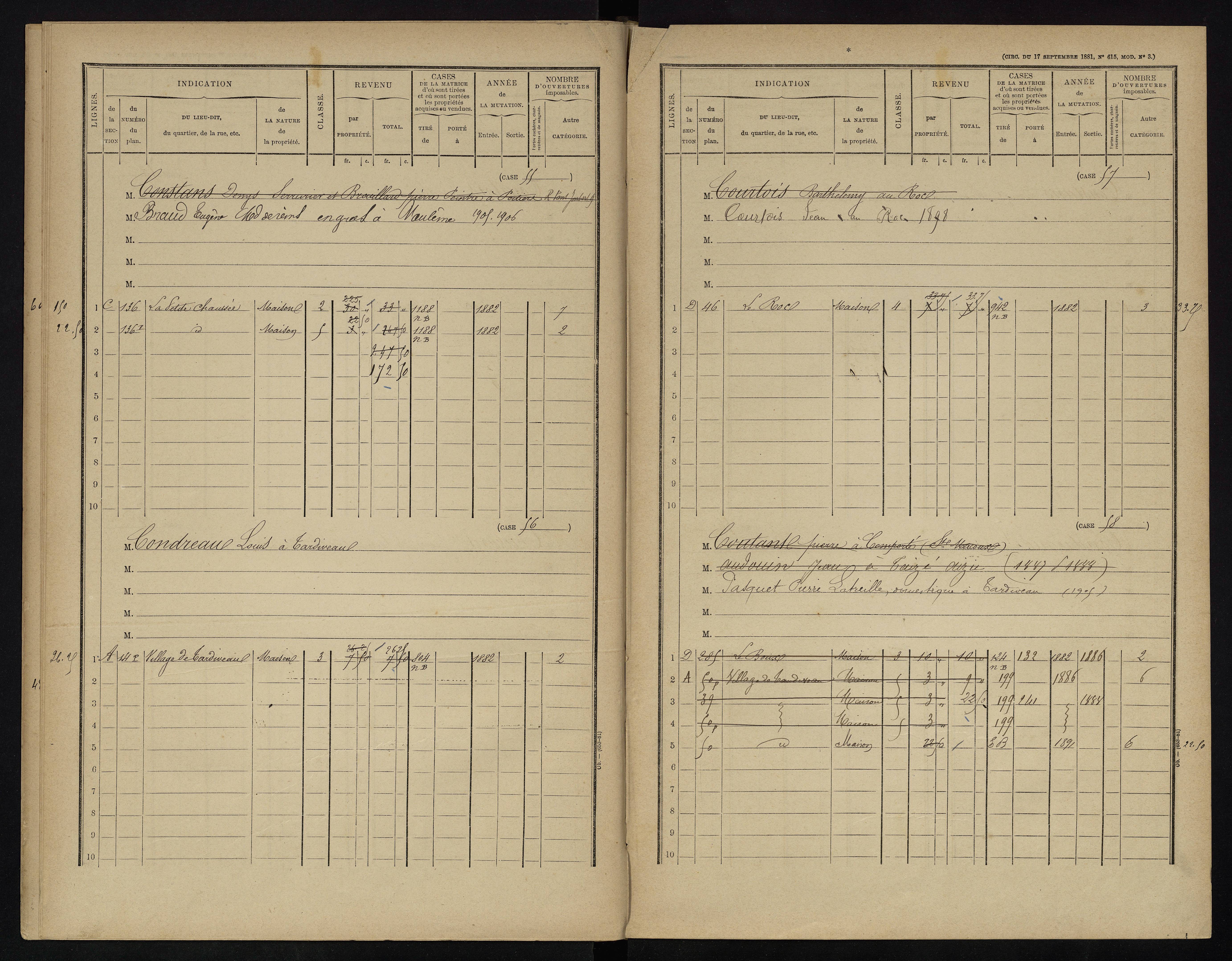 Voulême - FRAD086_cadastre Cases 1-312. 