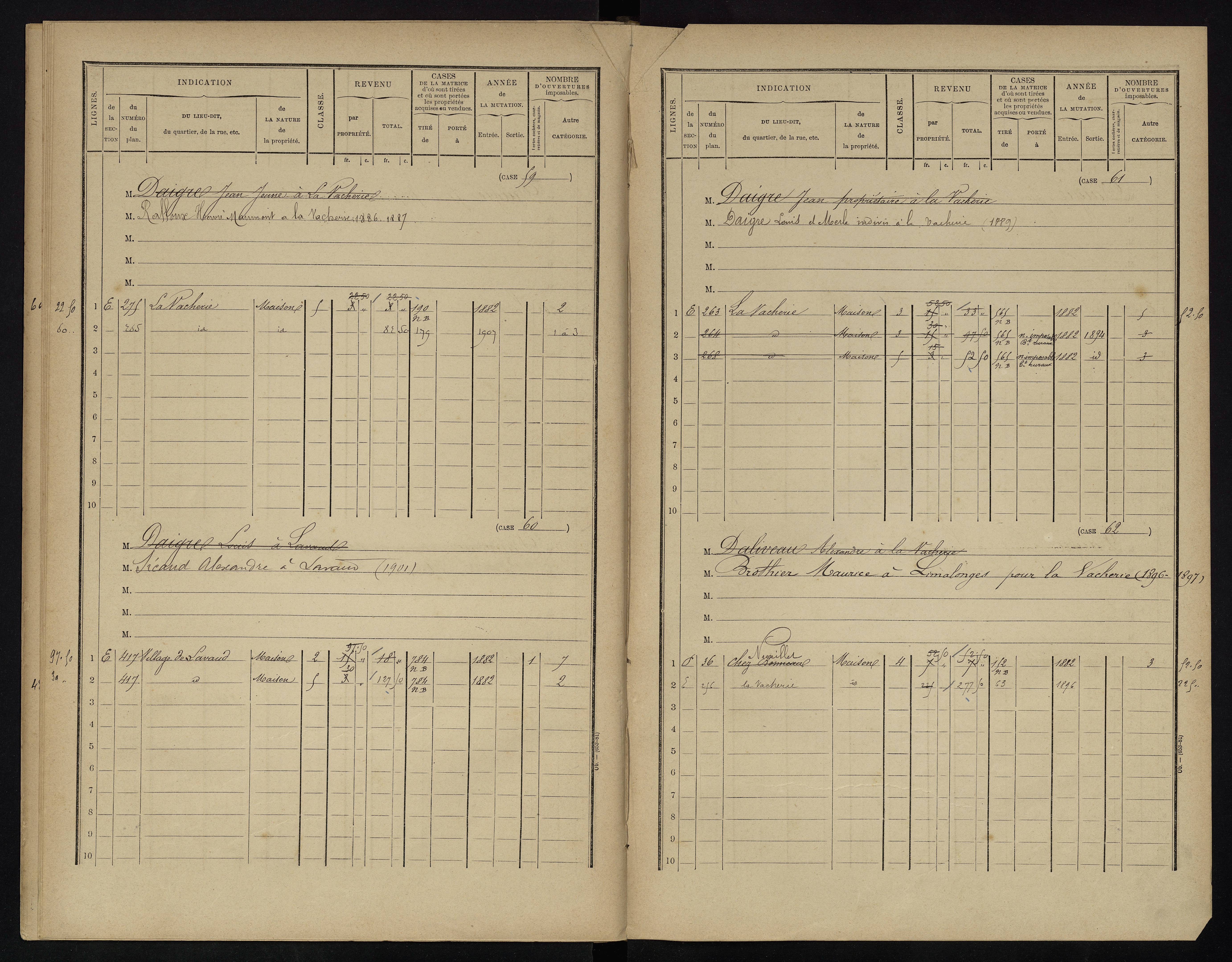 Voulême - FRAD086_cadastre Cases 1-312. 