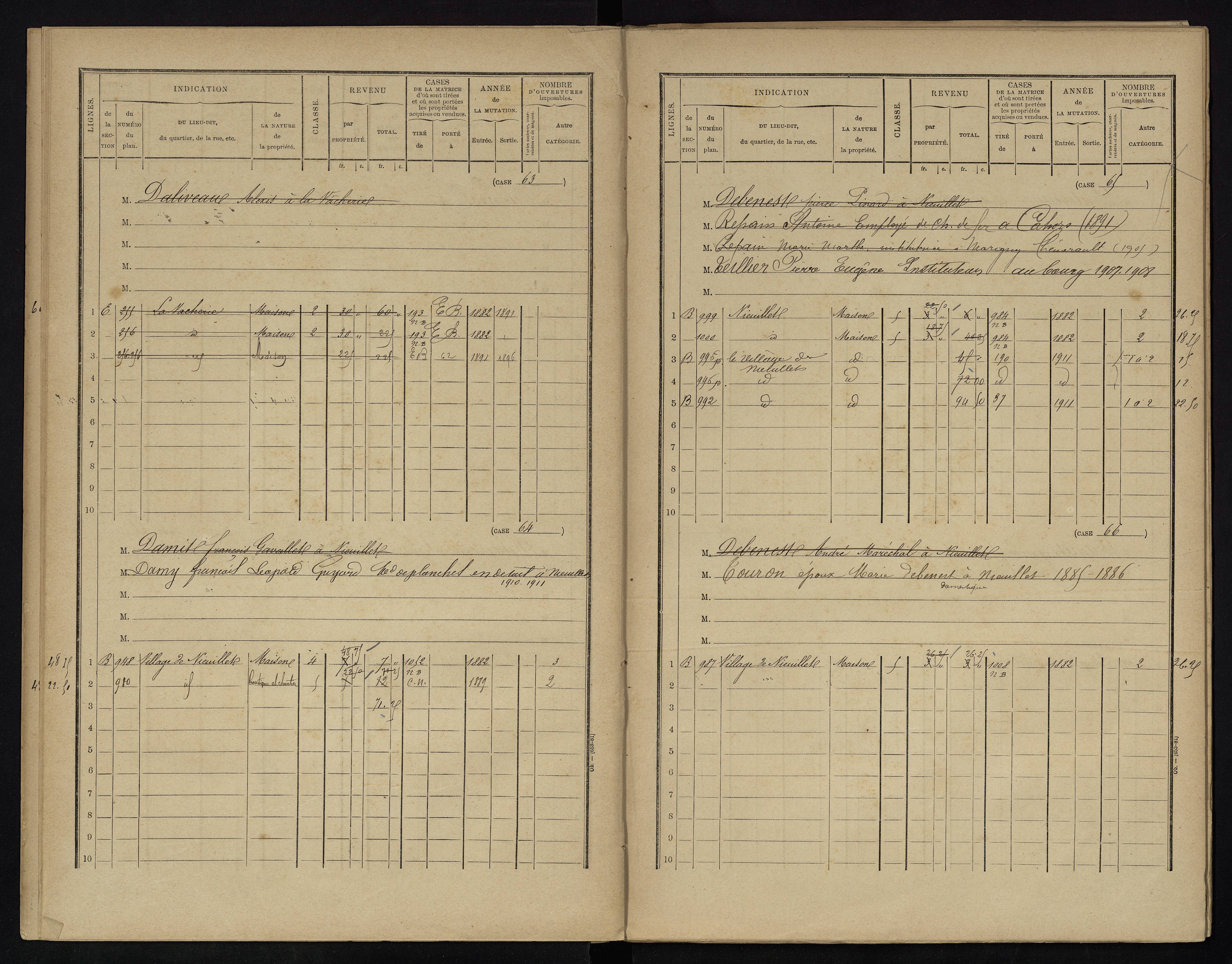 Voulême - FRAD086_cadastre Cases 1-312. 