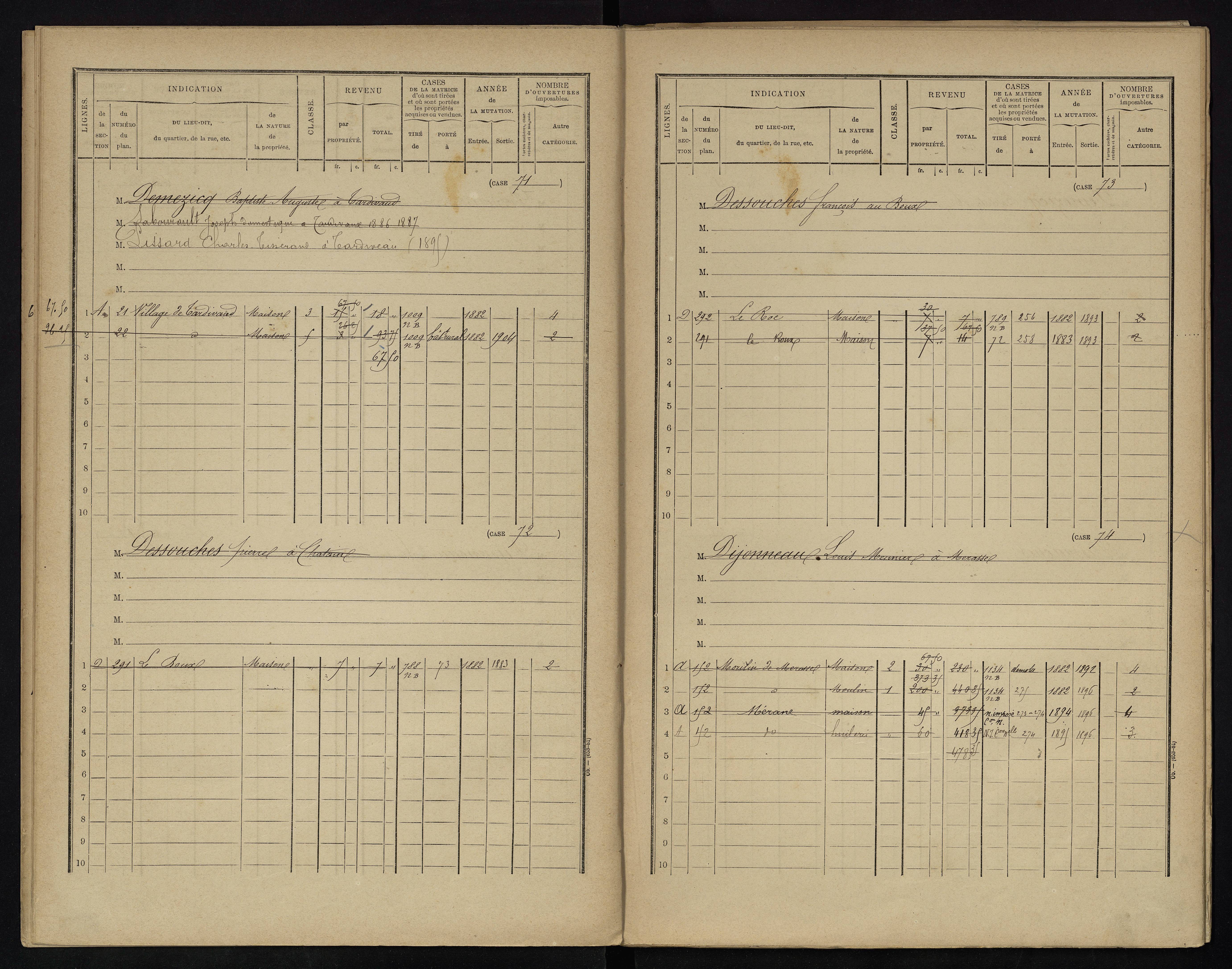 Voulême - FRAD086_cadastre Cases 1-312. 