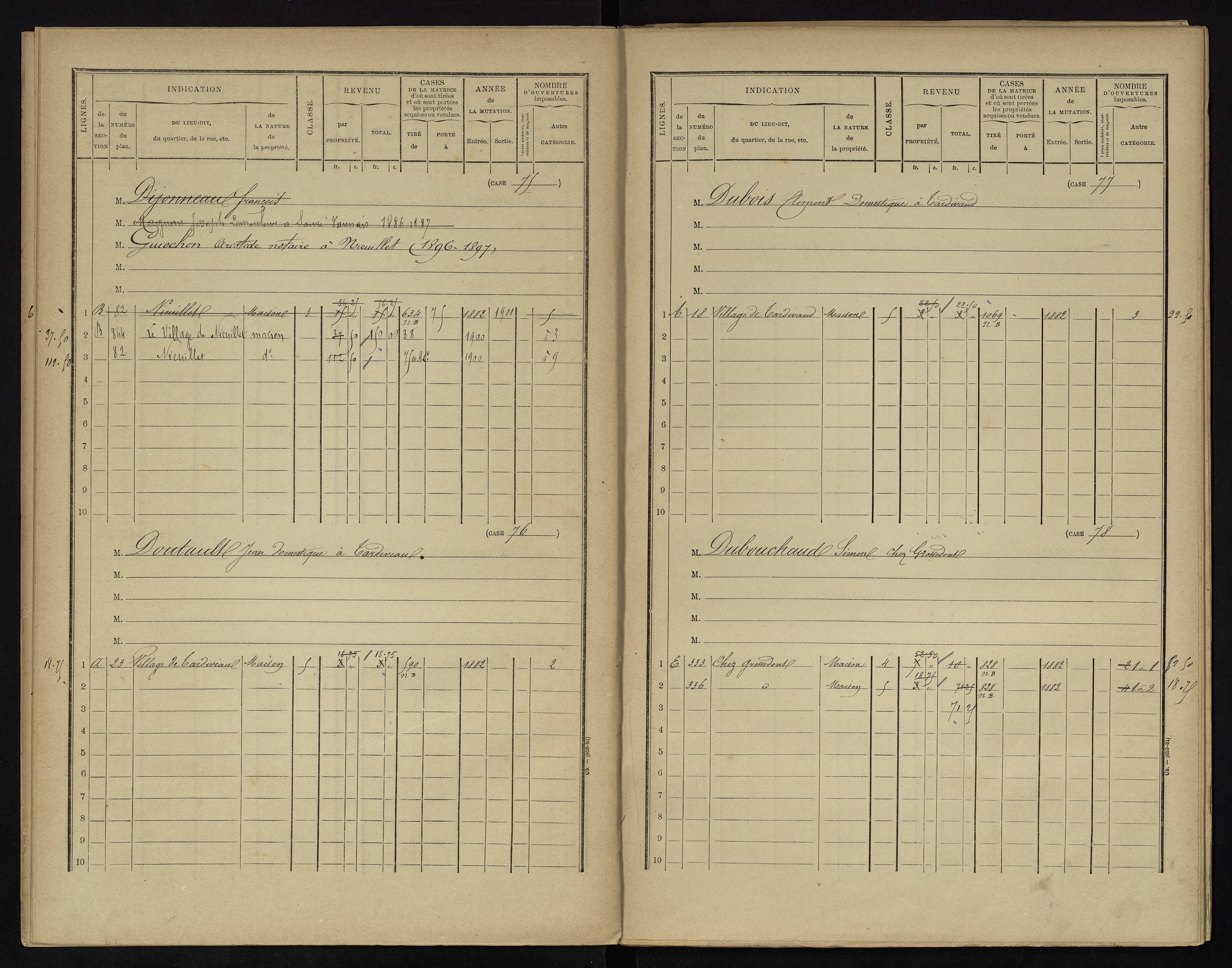 Voulême - FRAD086_cadastre Cases 1-312. 