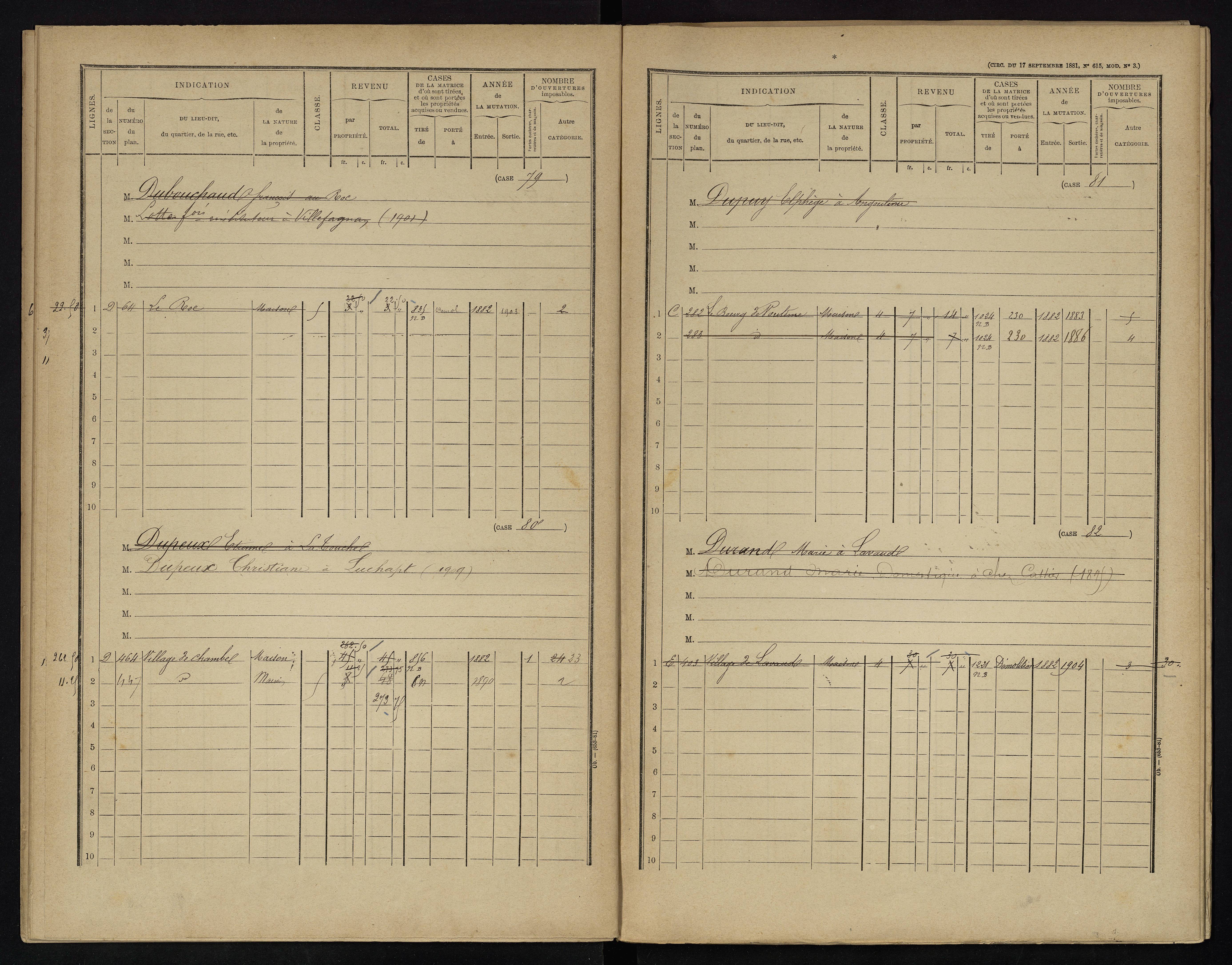 Voulême - FRAD086_cadastre Cases 1-312. 