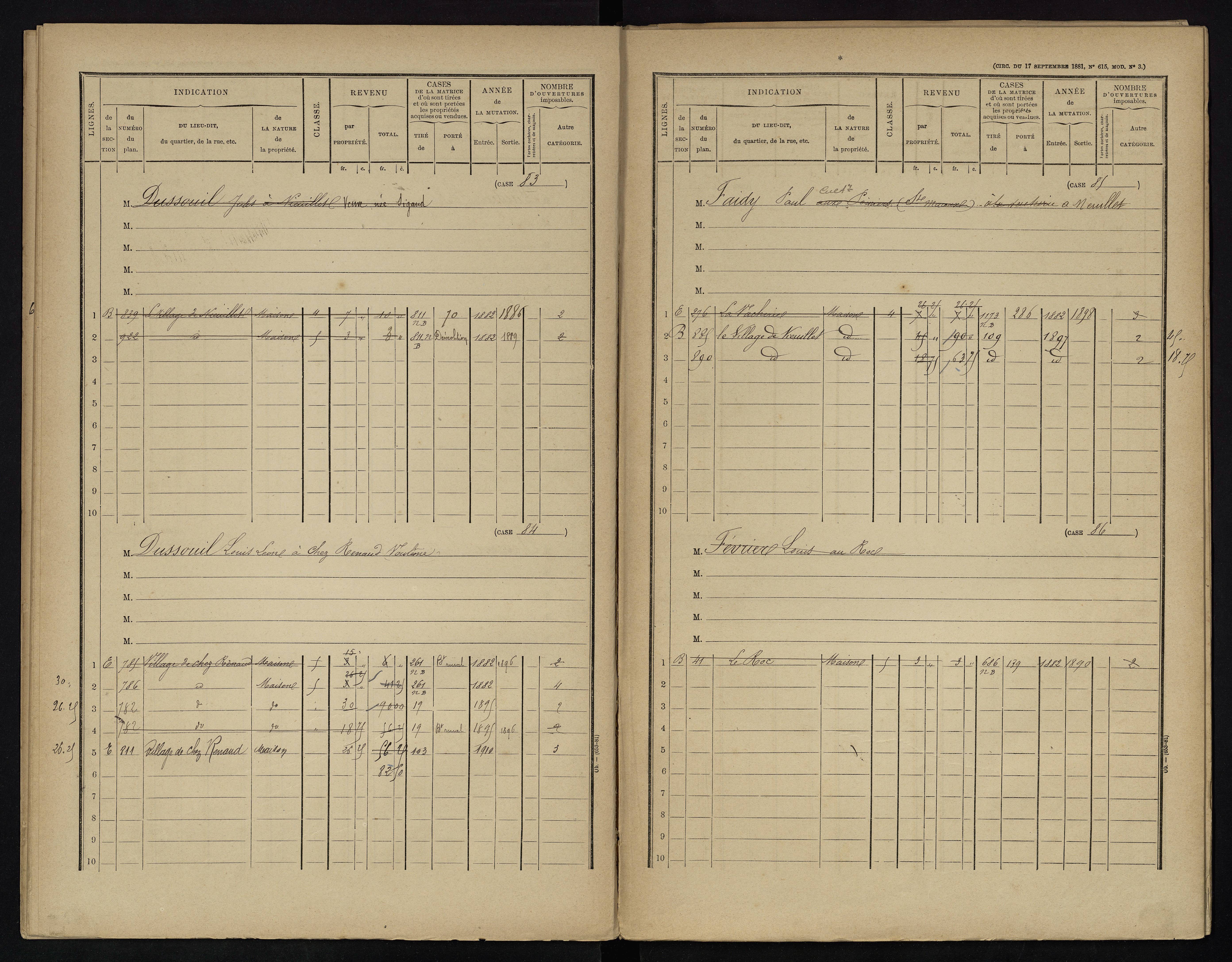 Voulême - FRAD086_cadastre Cases 1-312. 