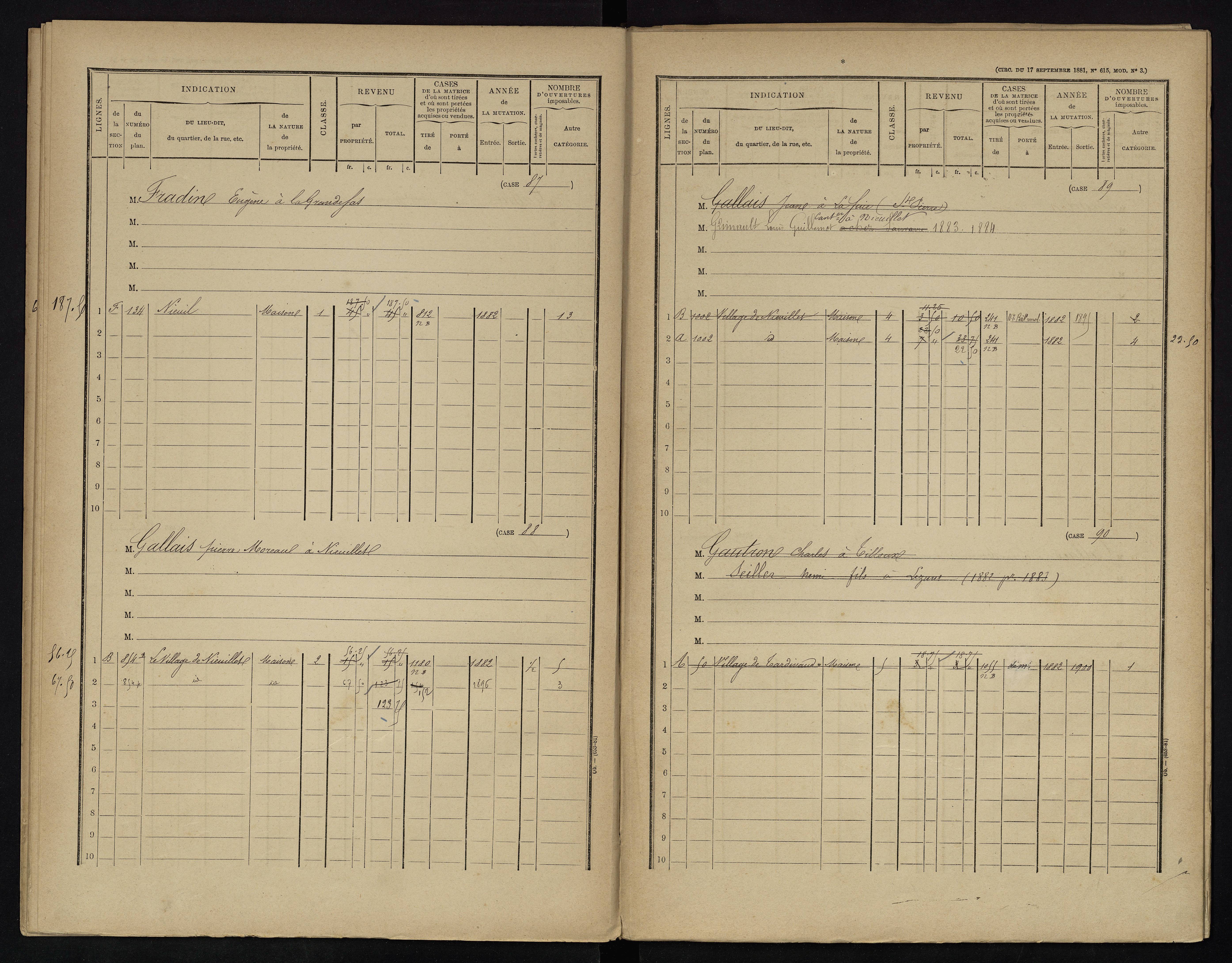 Voulême - FRAD086_cadastre Cases 1-312. 