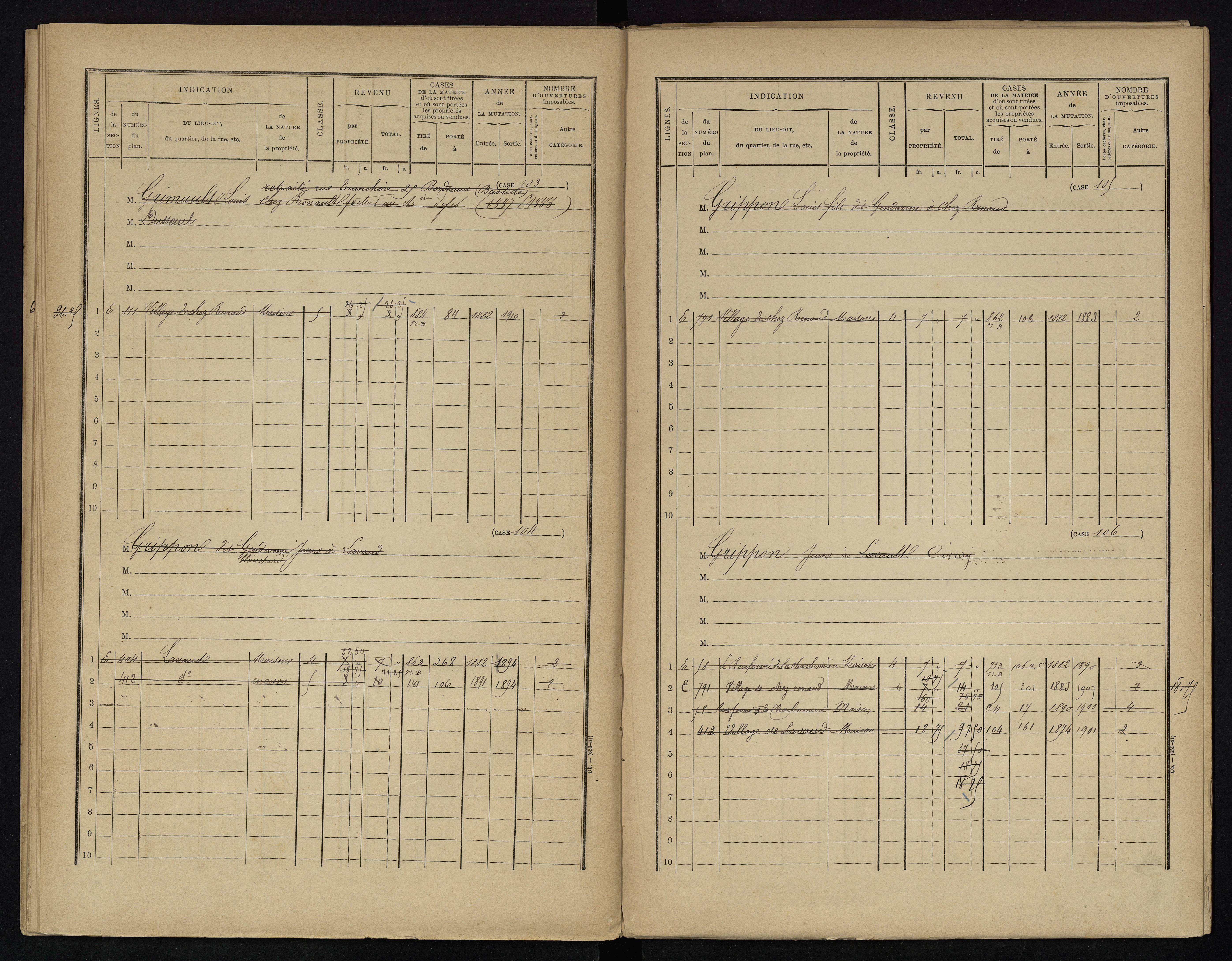 Voulême - FRAD086_cadastre Cases 1-312. 