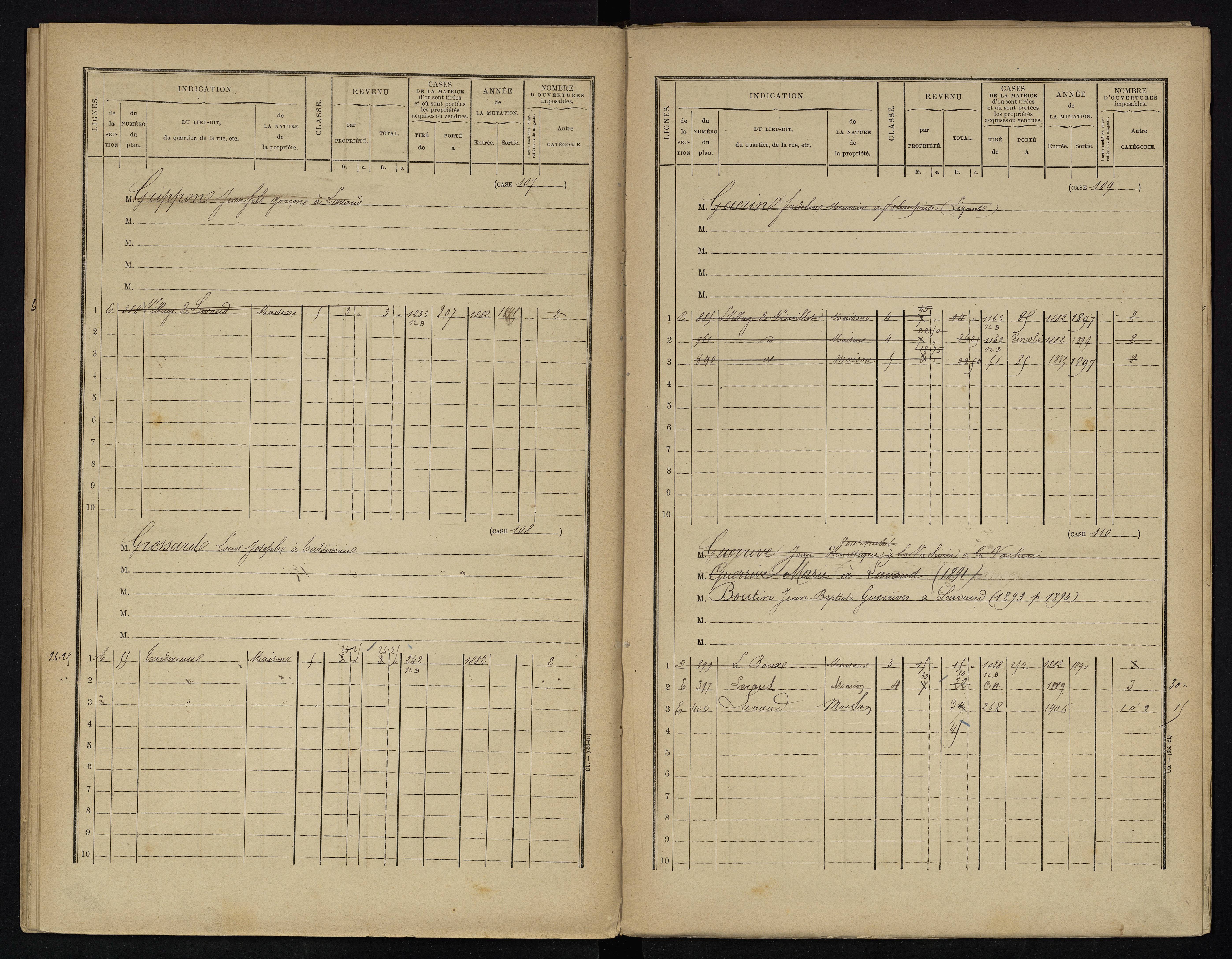 Voulême - FRAD086_cadastre Cases 1-312. 