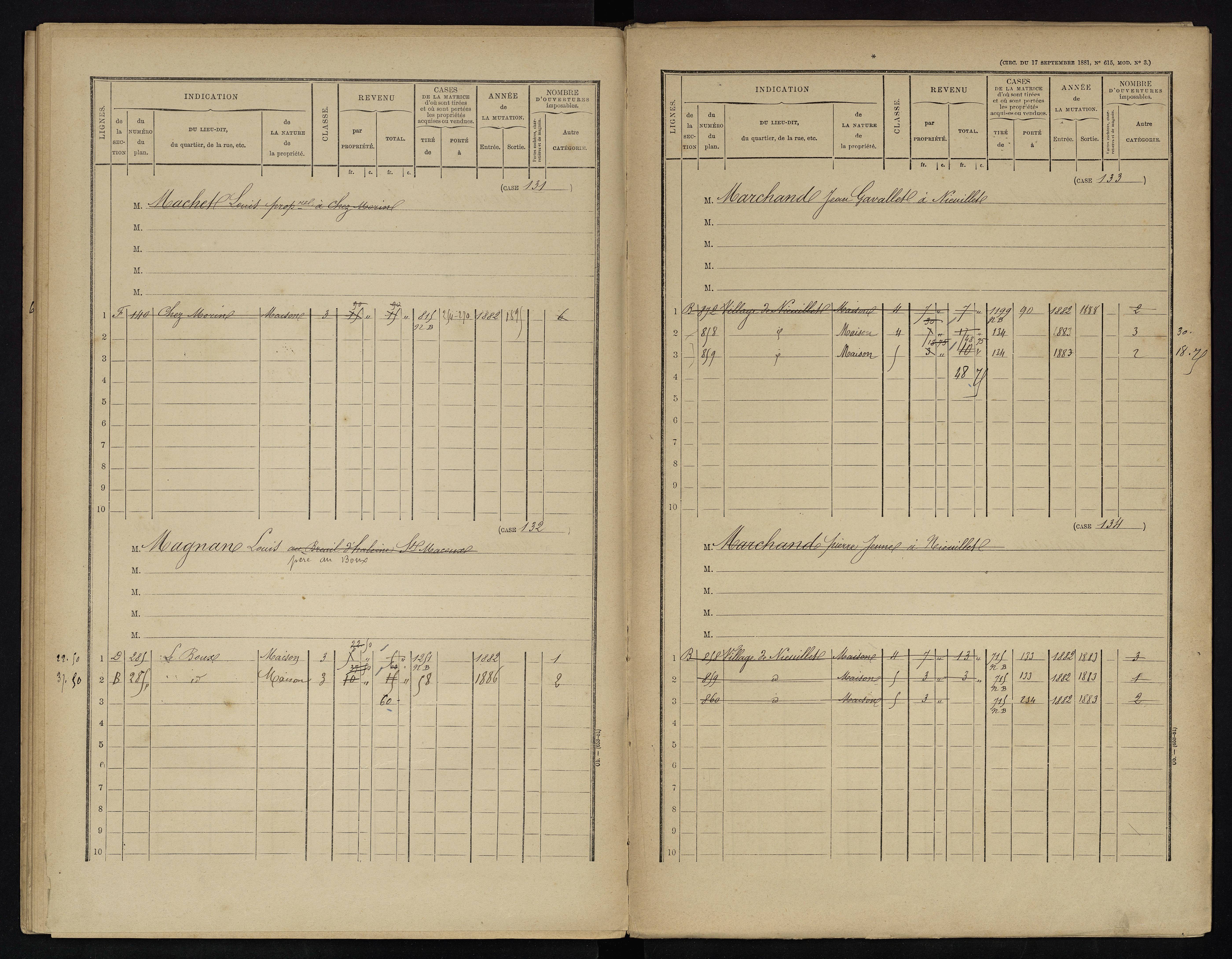 Voulême - FRAD086_cadastre Cases 1-312. 