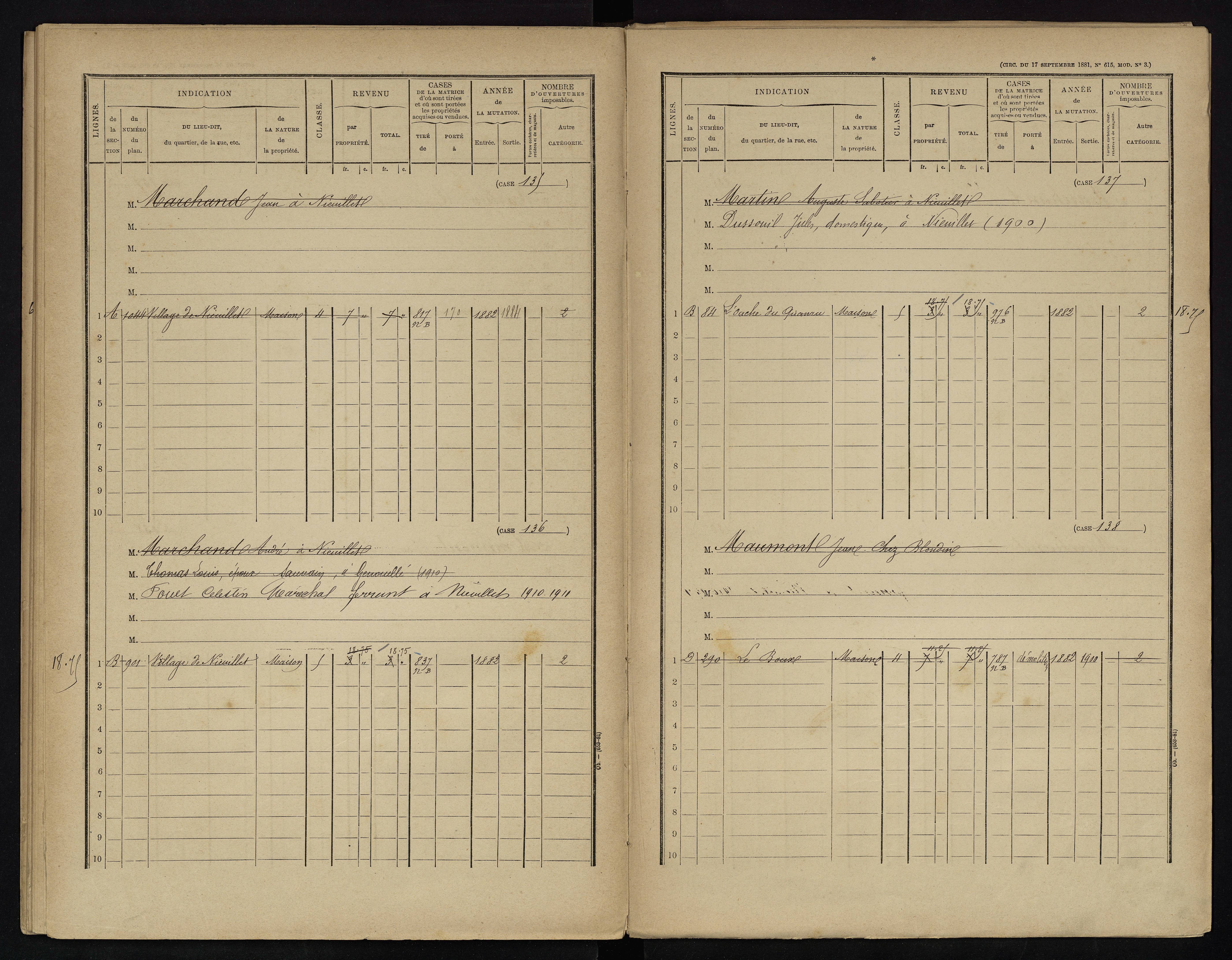 Voulême - FRAD086_cadastre Cases 1-312. 