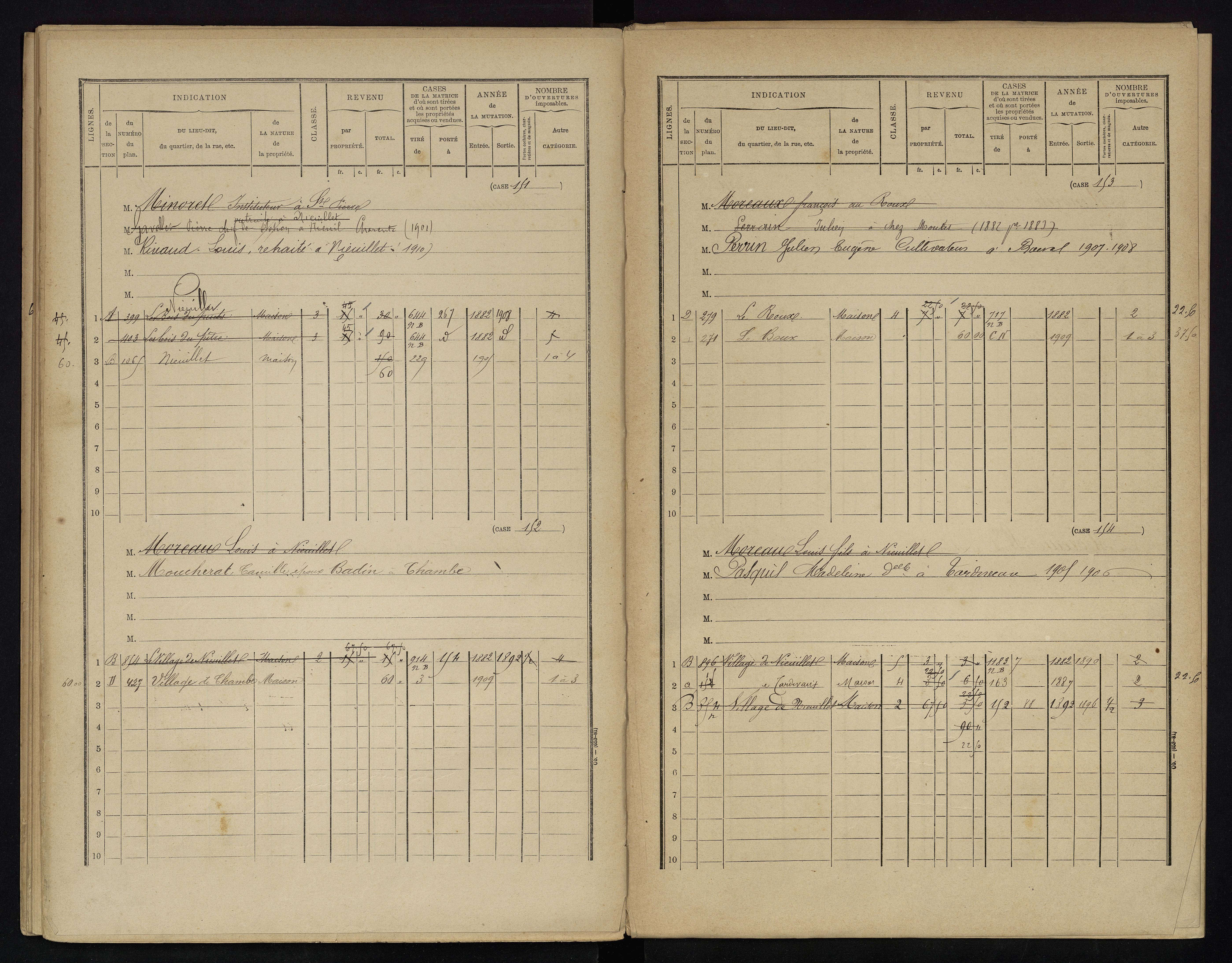 Voulême - FRAD086_cadastre Cases 1-312. 