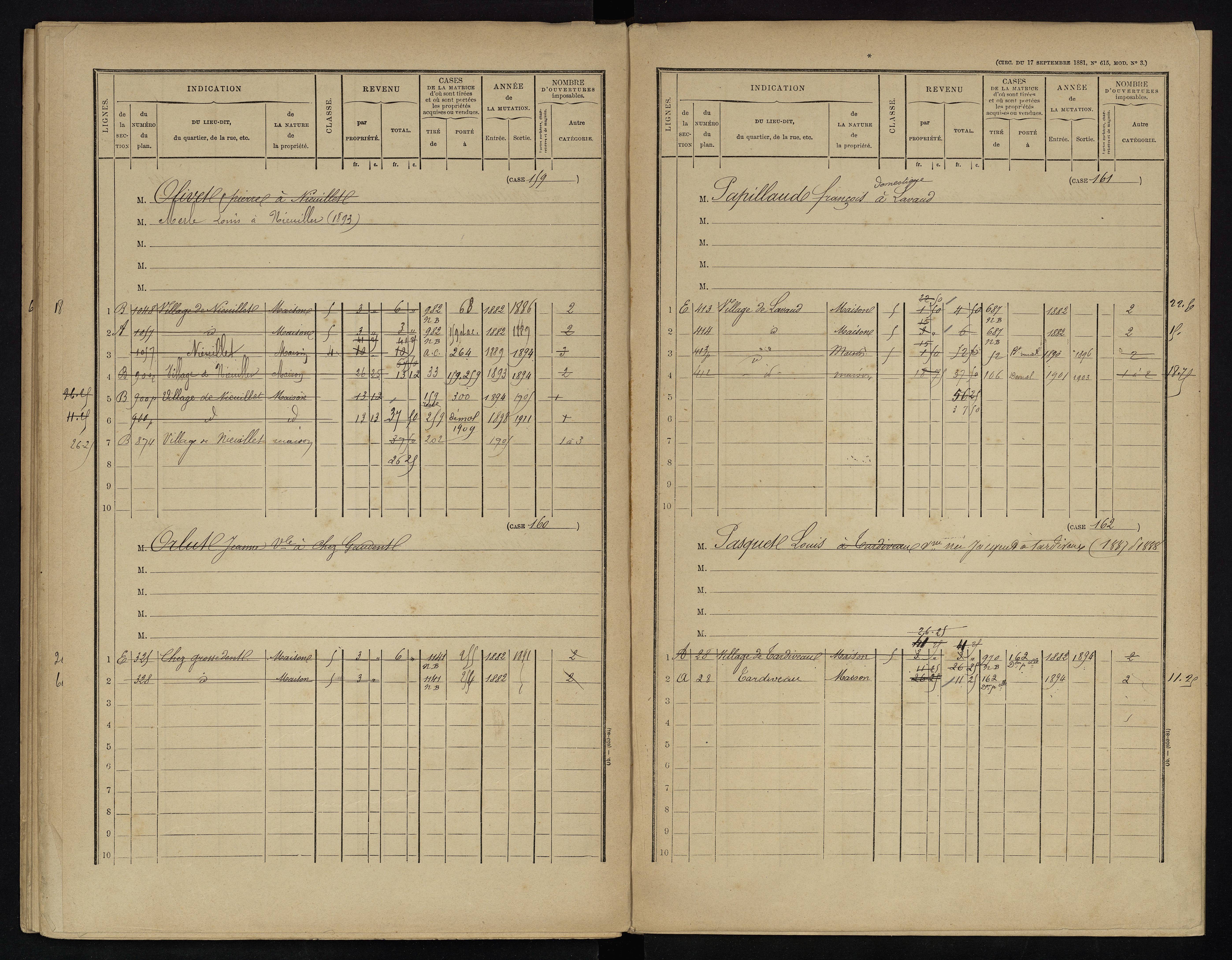 Voulême - FRAD086_cadastre Cases 1-312. 