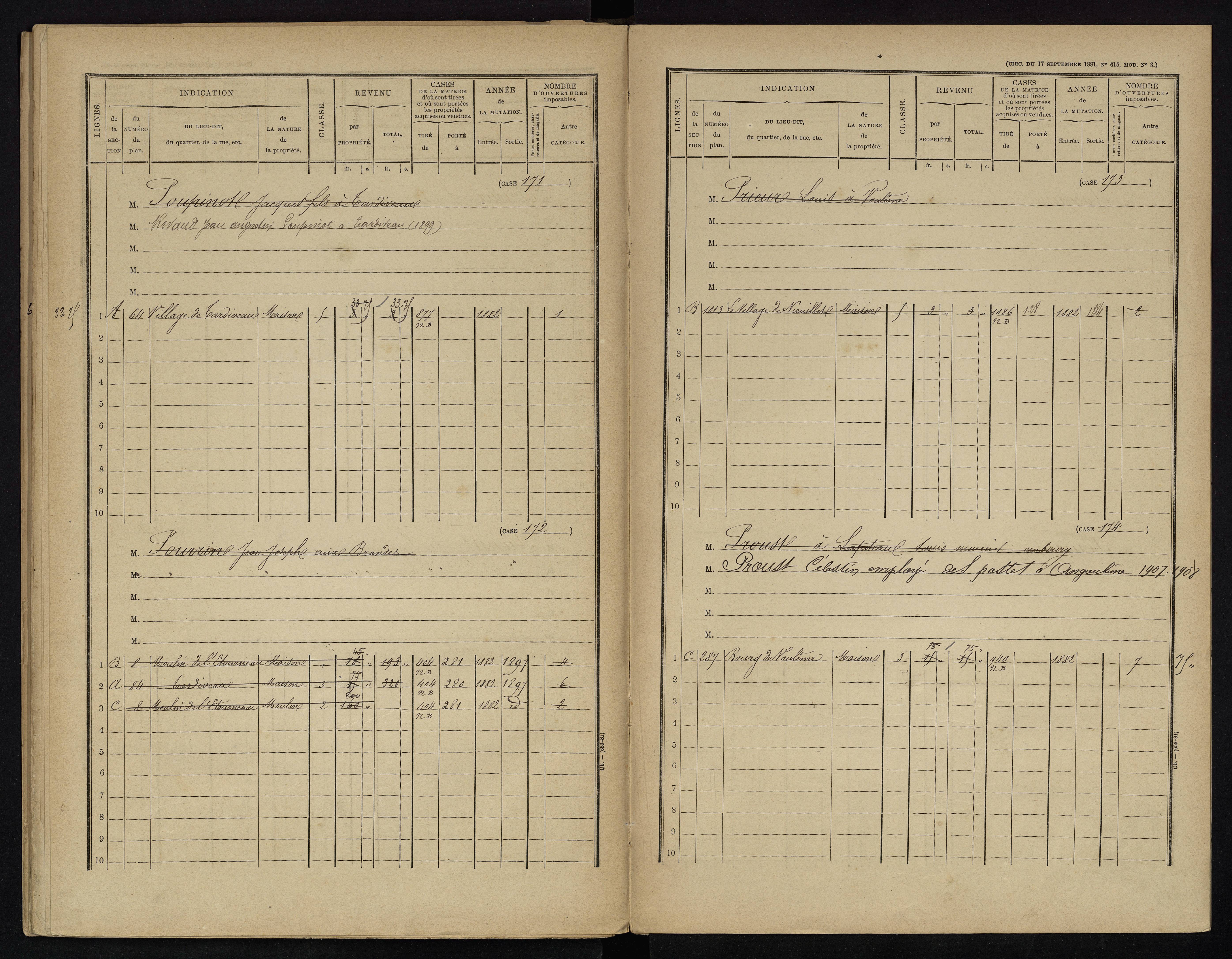 Voulême - FRAD086_cadastre Cases 1-312. 