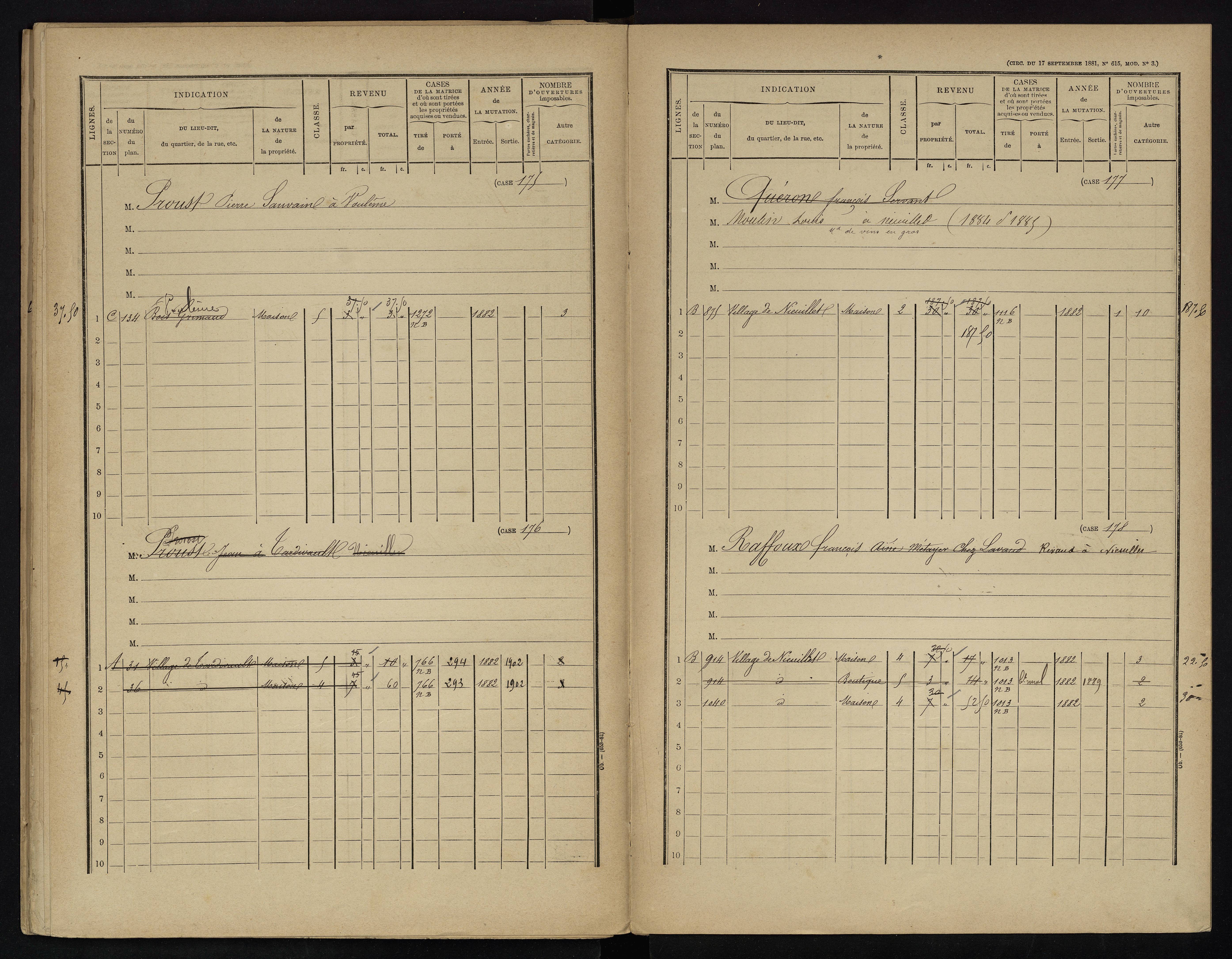 Voulême - FRAD086_cadastre Cases 1-312. 