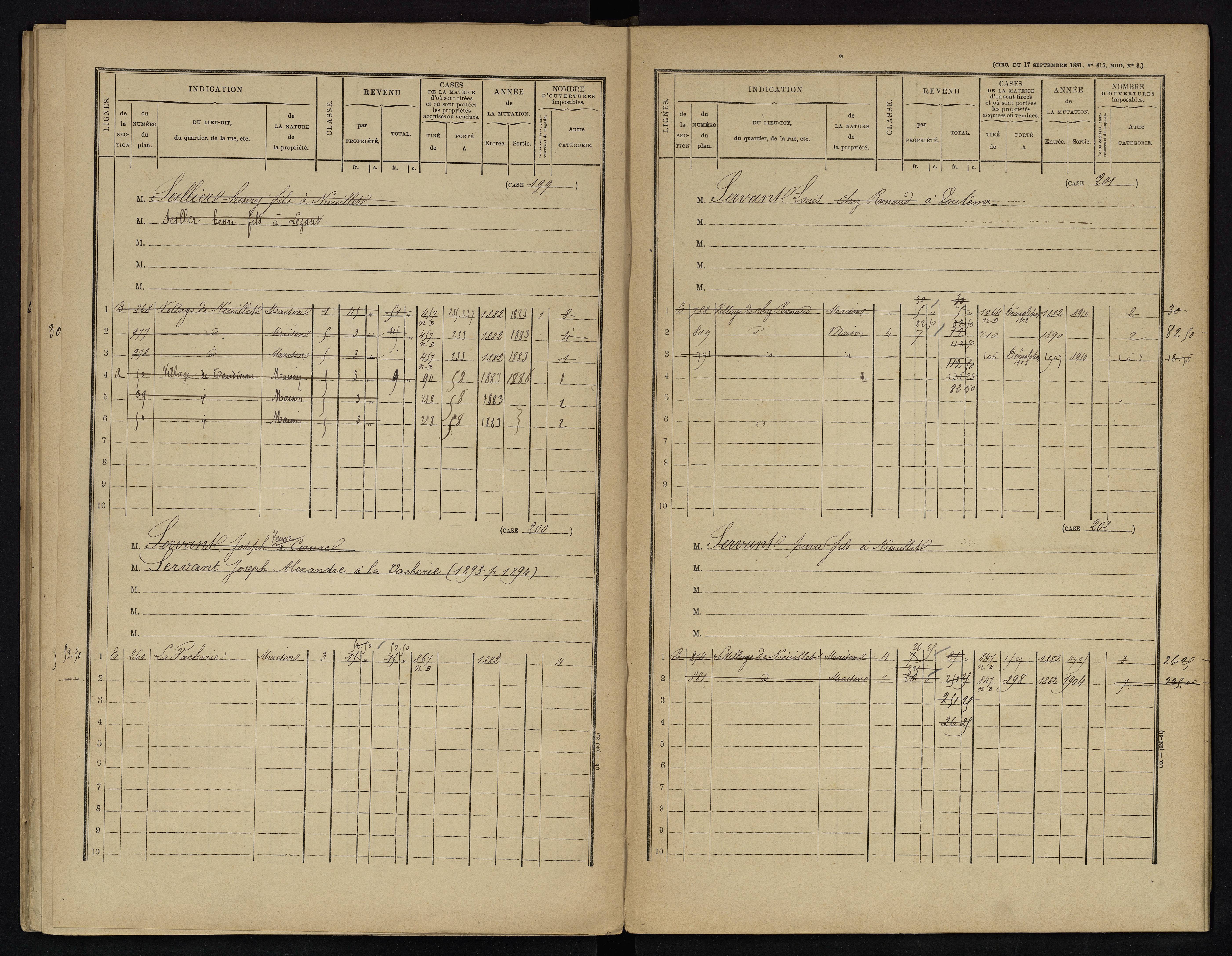 Voulême - FRAD086_cadastre Cases 1-312. 