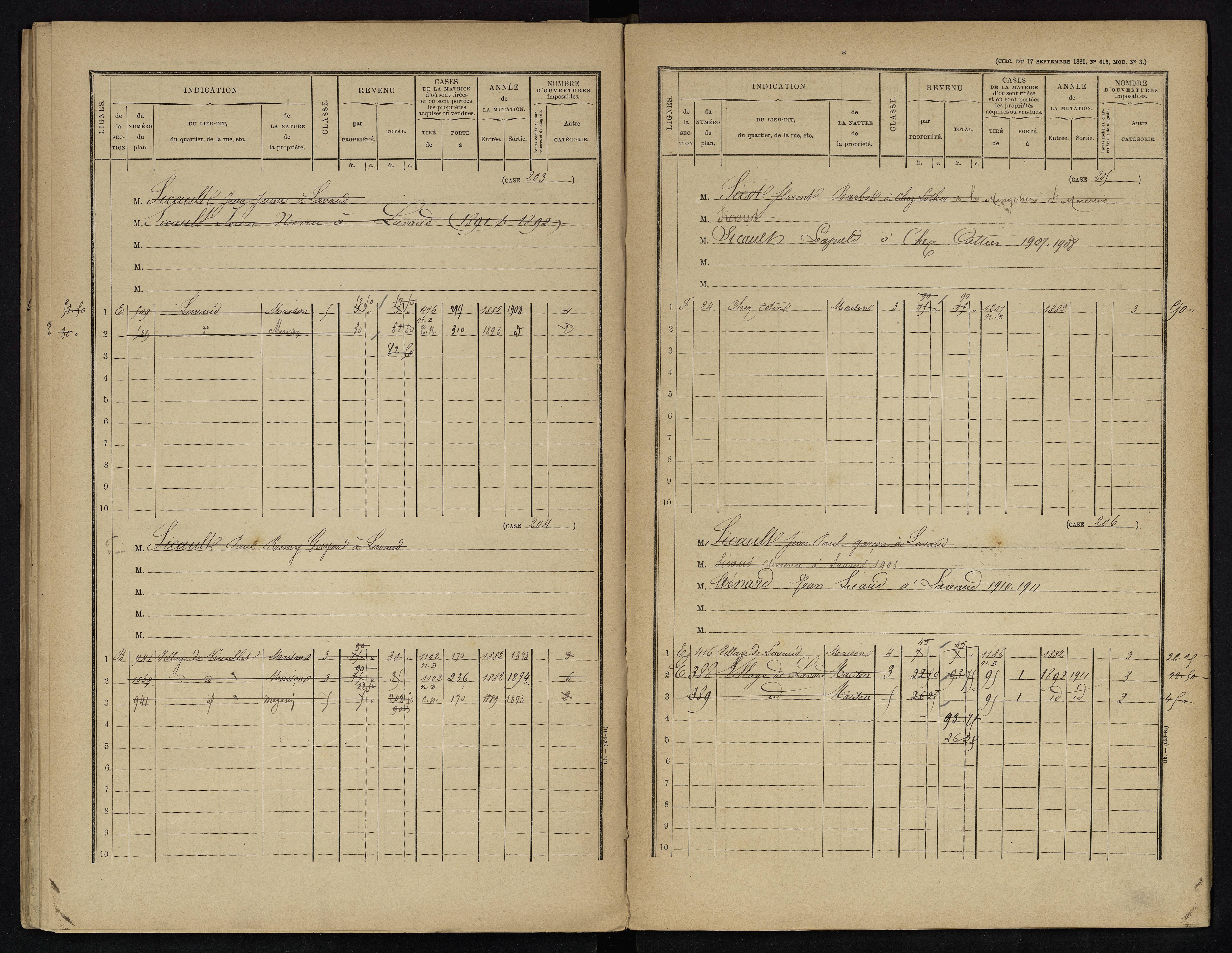Voulême - FRAD086_cadastre Cases 1-312. 