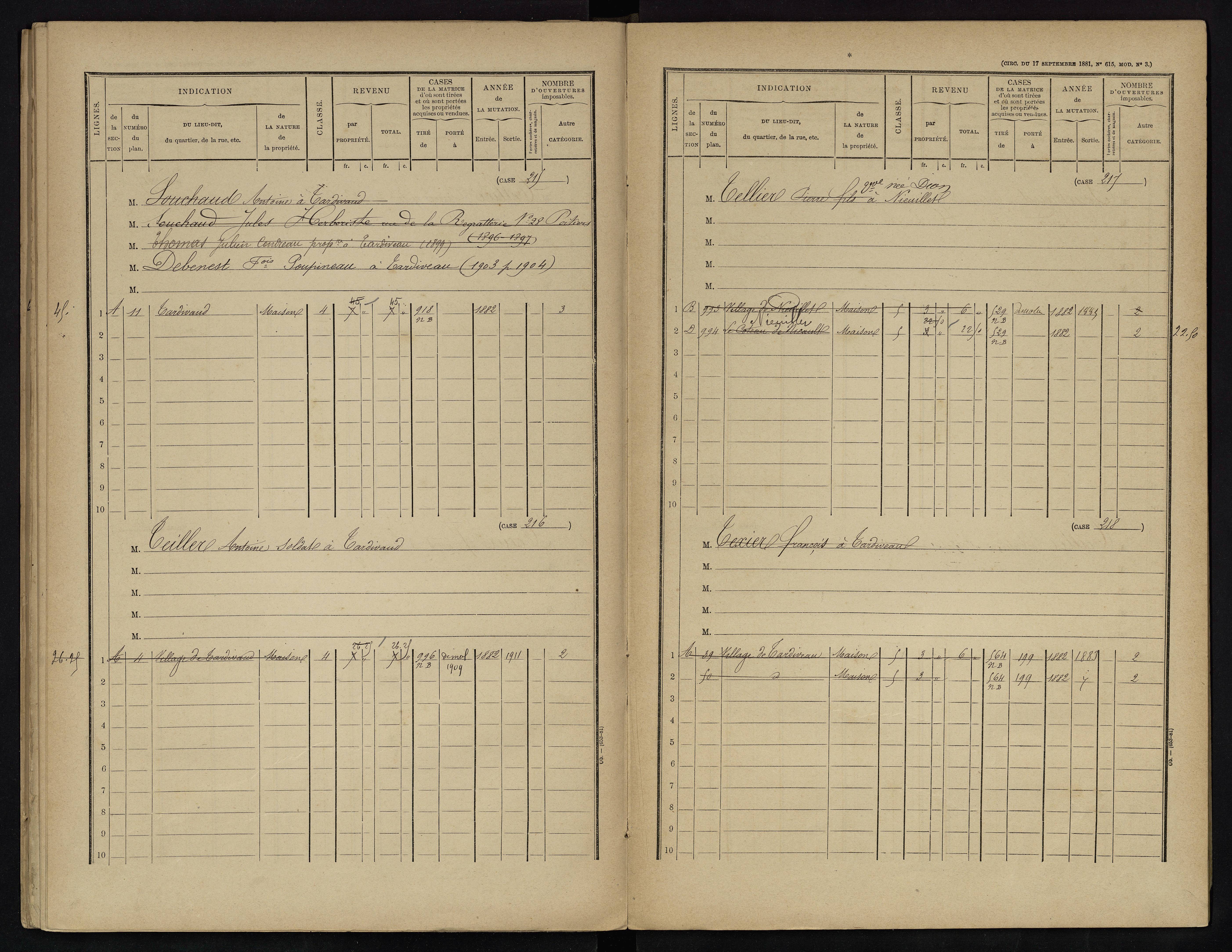 Voulême - FRAD086_cadastre Cases 1-312. 