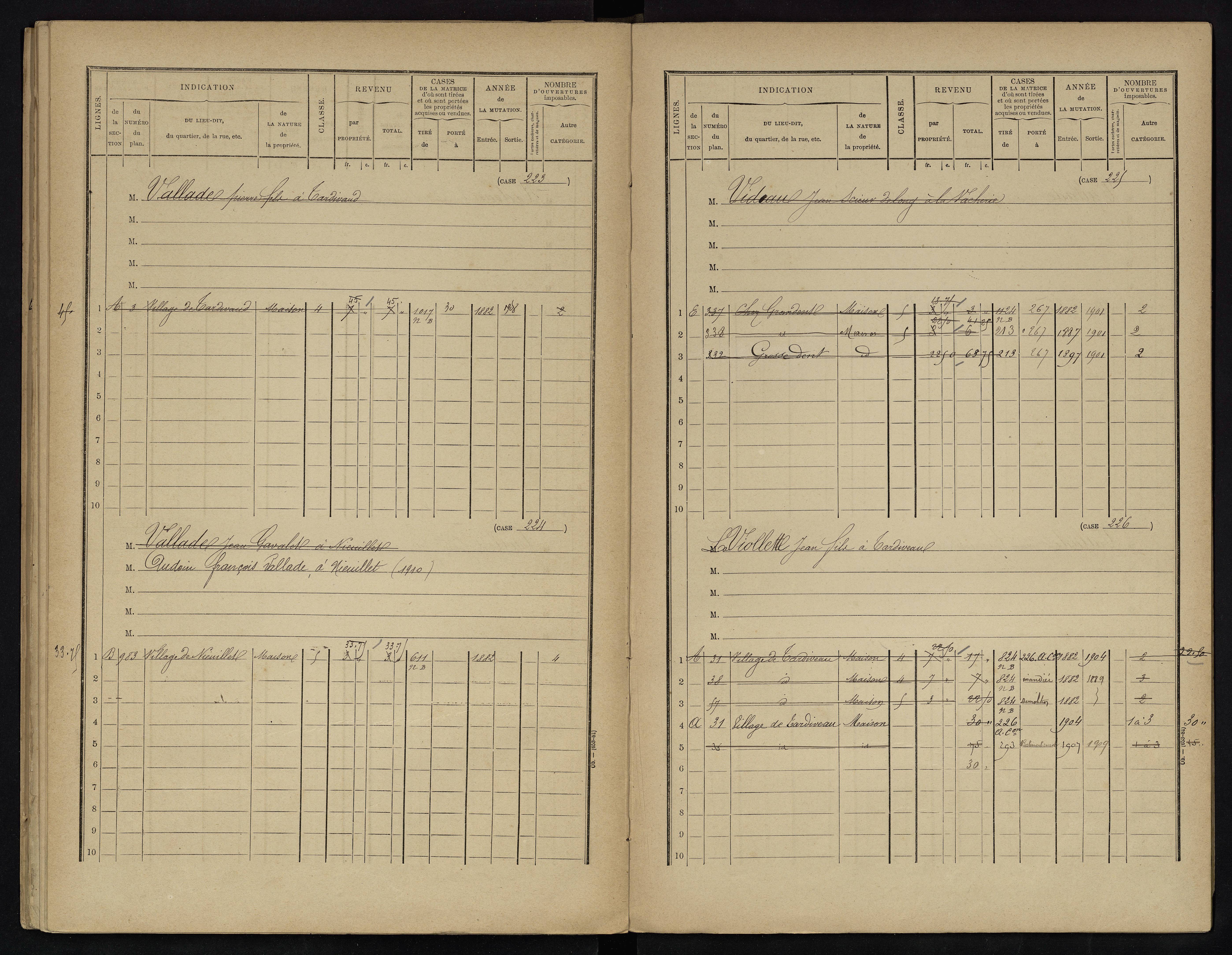 Voulême - FRAD086_cadastre Cases 1-312. 